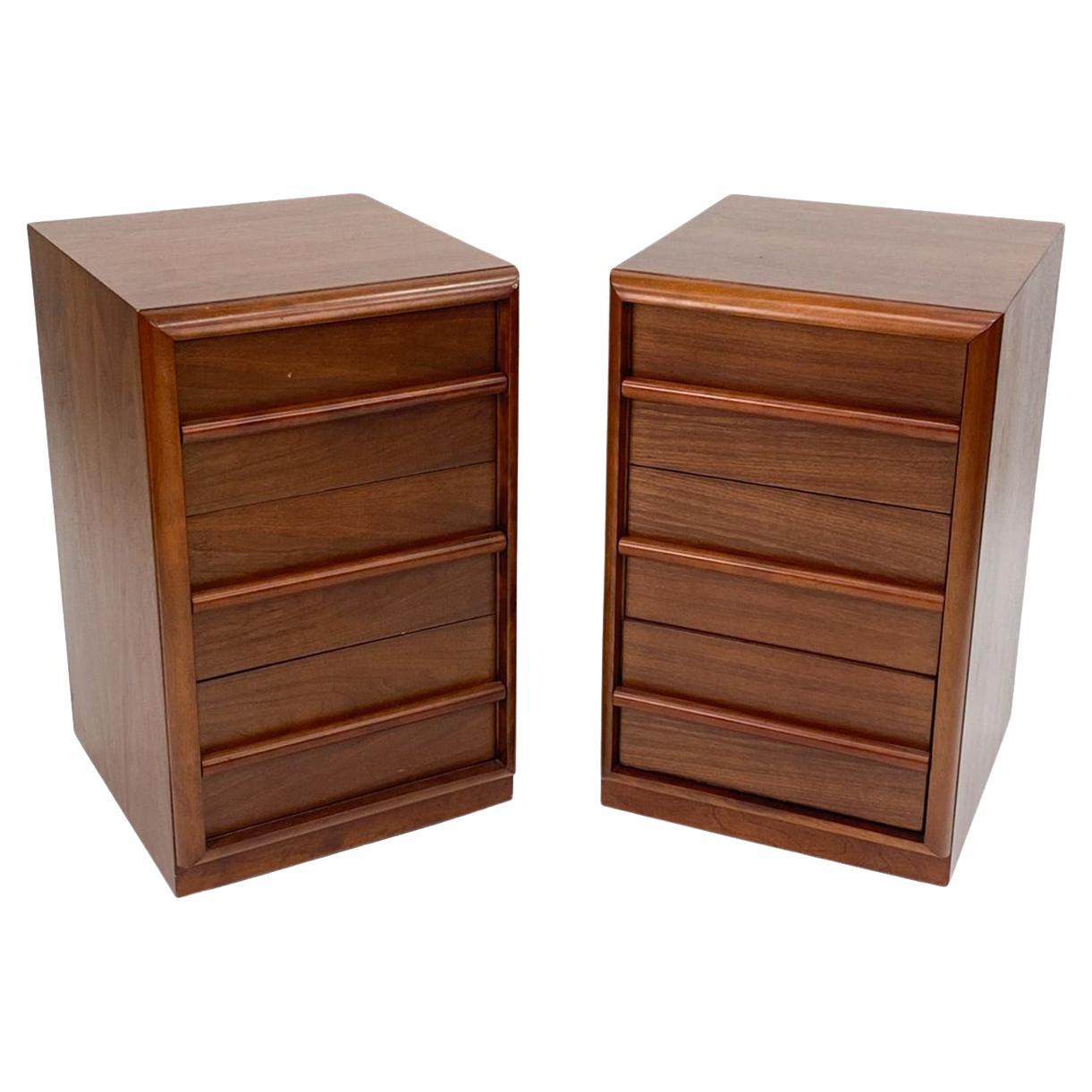 Walnut Nightstand Chests by T. H. Robsjohn-Gibbings for Widdicomb - A Pair