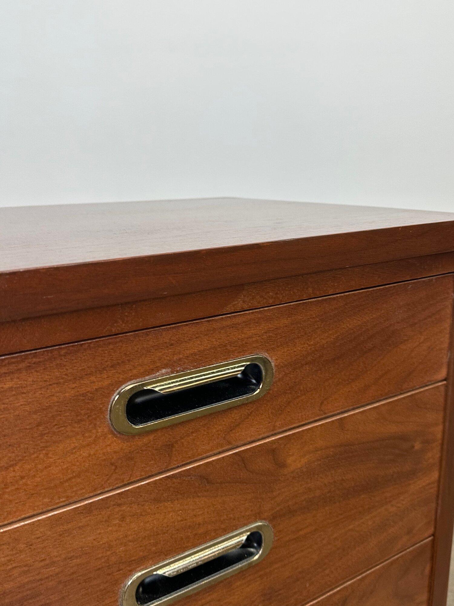 Walnut Nightstand with Sculpted Pulls Single 2