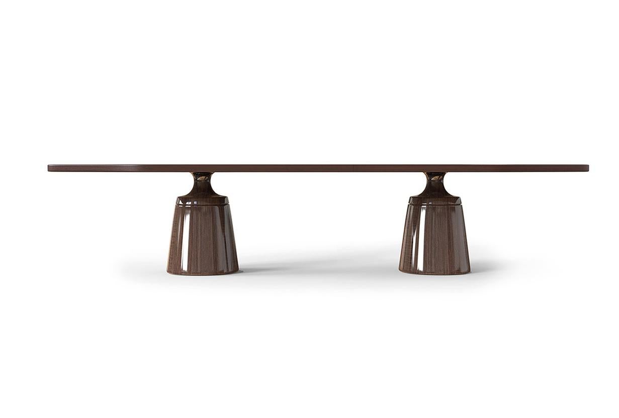 Walnut Nymphea table by LK Edition
Dimensions: 320 x 120 x H 74 cm 
Materials: US Walnut with matt varnished finish. 
Also available in Spruce or Oak.

It is with the sense of detail and requirement, this research of the exception by the