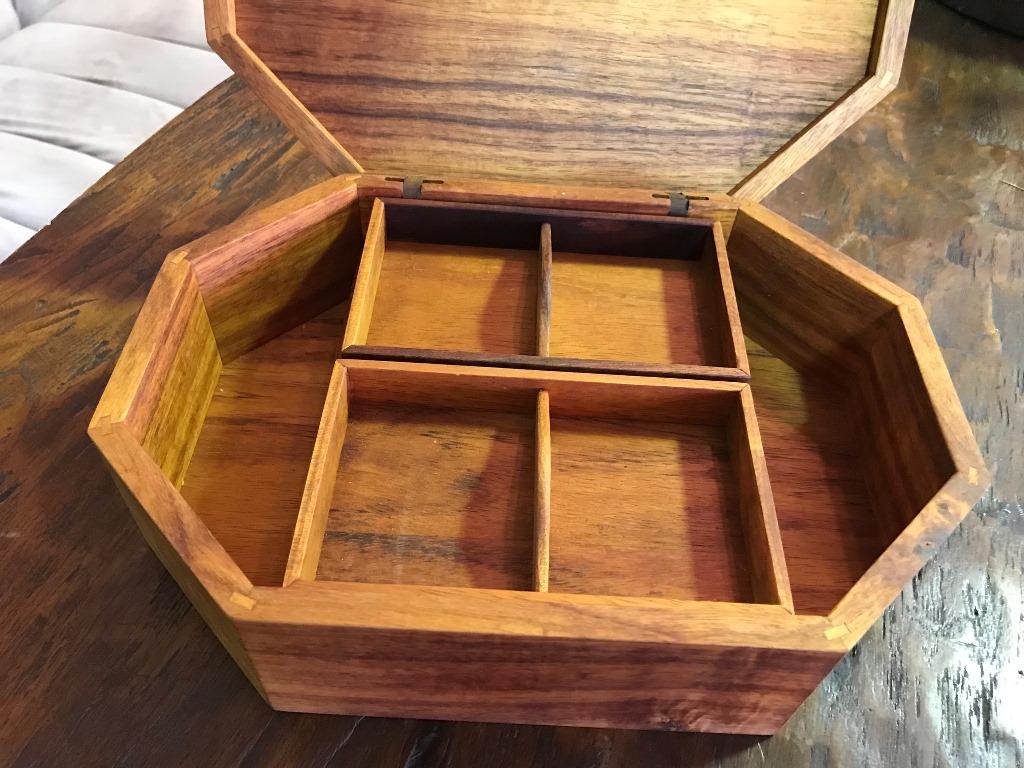Walnut, Oak, Koa, Mahogany, Brazilian Rosewood Inlaid Octagonal Sided Box 2