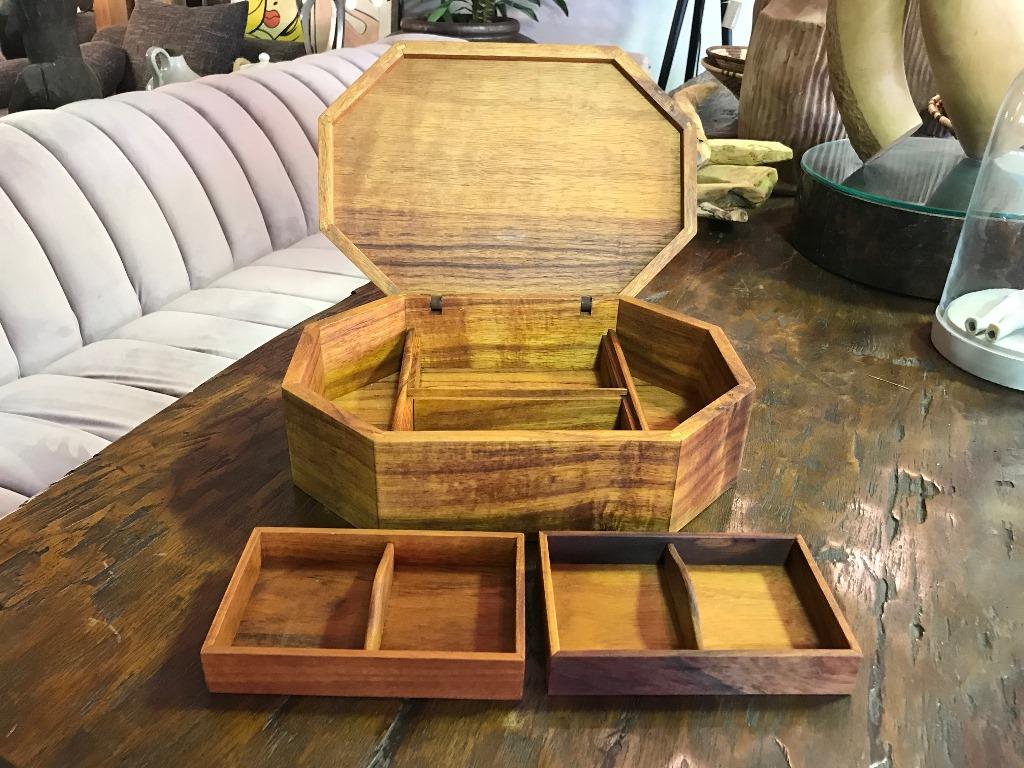 Walnut, Oak, Koa, Mahogany, Brazilian Rosewood Inlaid Octagonal Sided Box 3