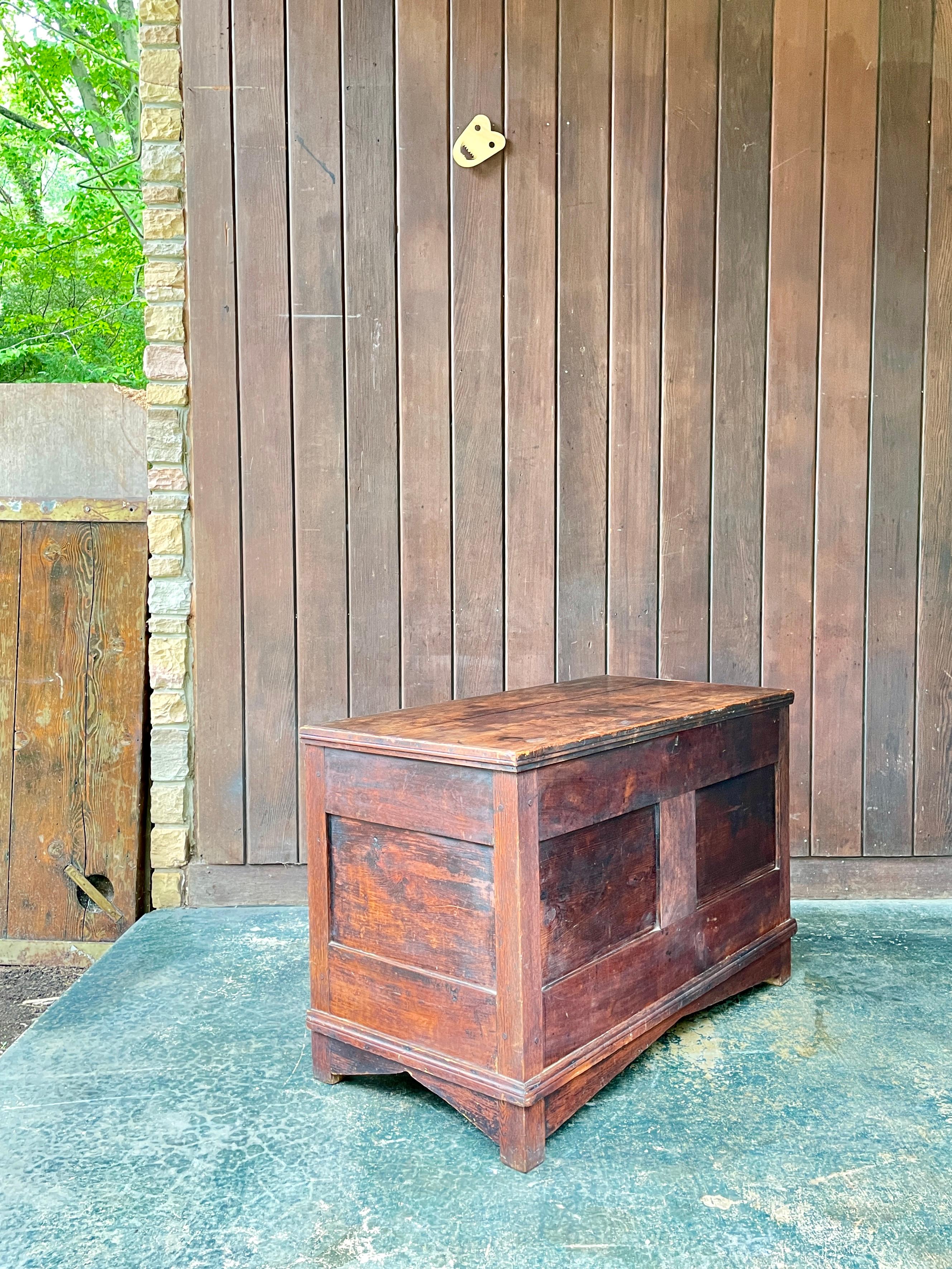 Walnut + Oak Mission Trunk Bedroom Chest or Dressing Bench For Sale 5