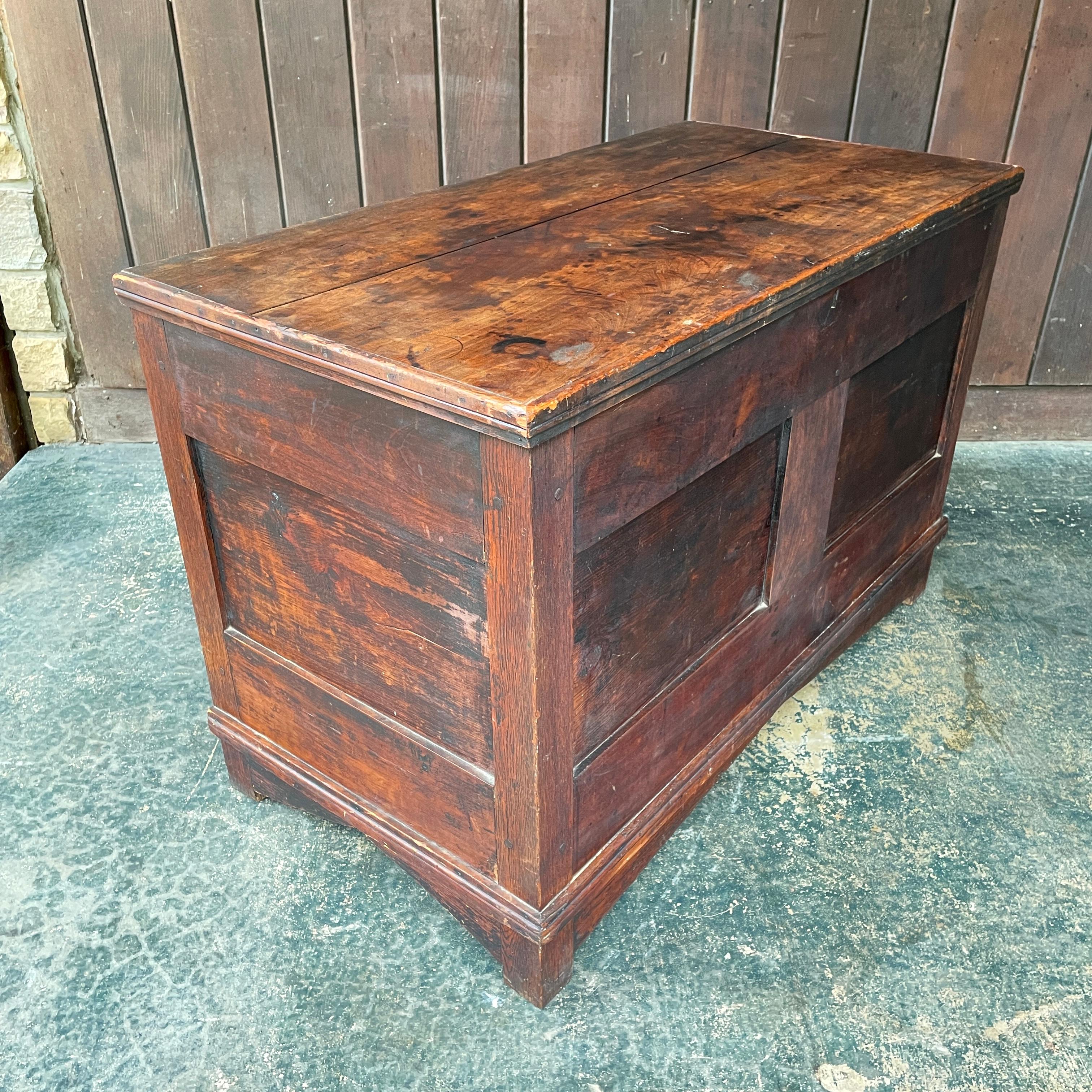 Walnut + Oak Mission Trunk Bedroom Chest or Dressing Bench For Sale 6