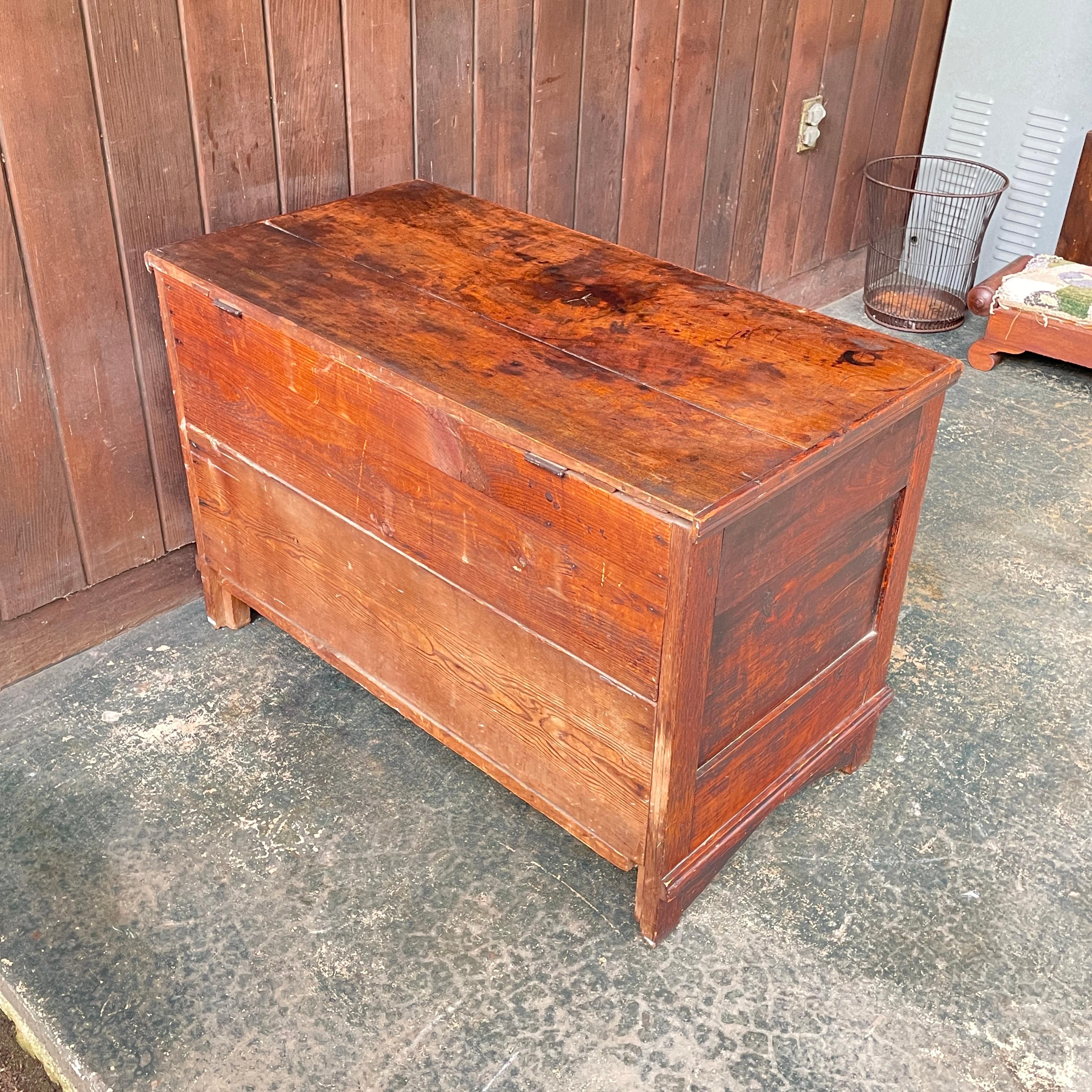 Walnut + Oak Mission Trunk Bedroom Chest or Dressing Bench For Sale 8