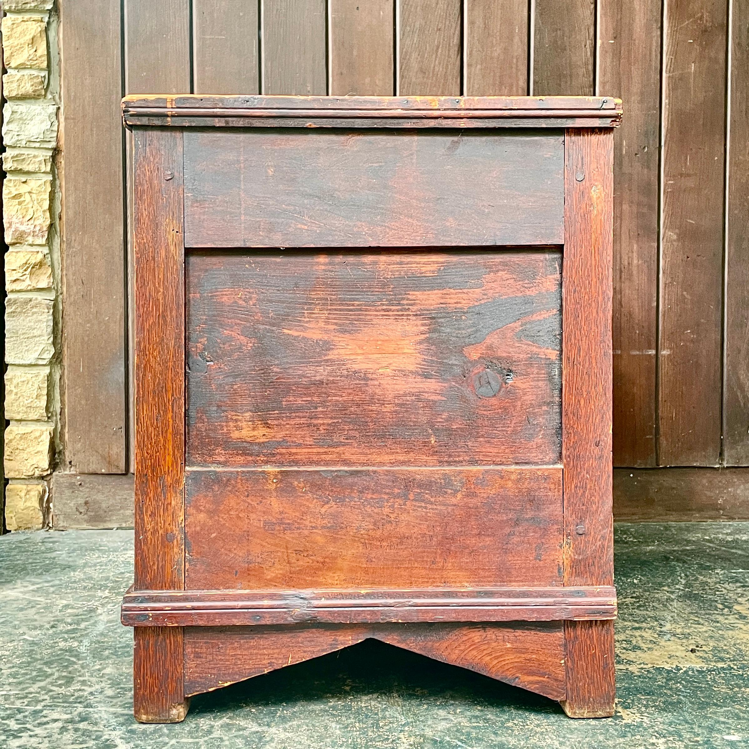 Walnut + Oak Mission Trunk Bedroom Chest or Dressing Bench For Sale 13