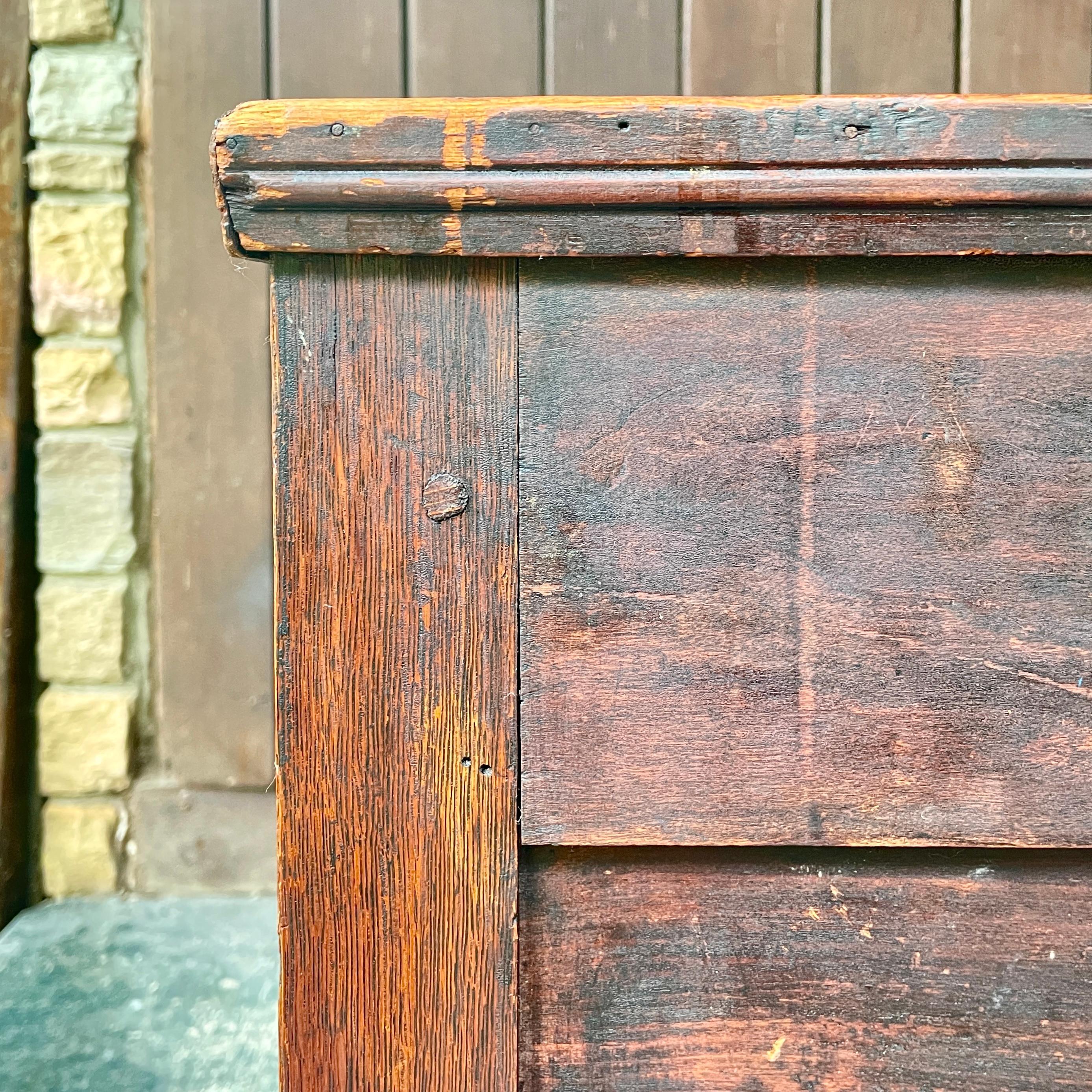 Walnut + Oak Mission Trunk Bedroom Chest or Dressing Bench For Sale 14