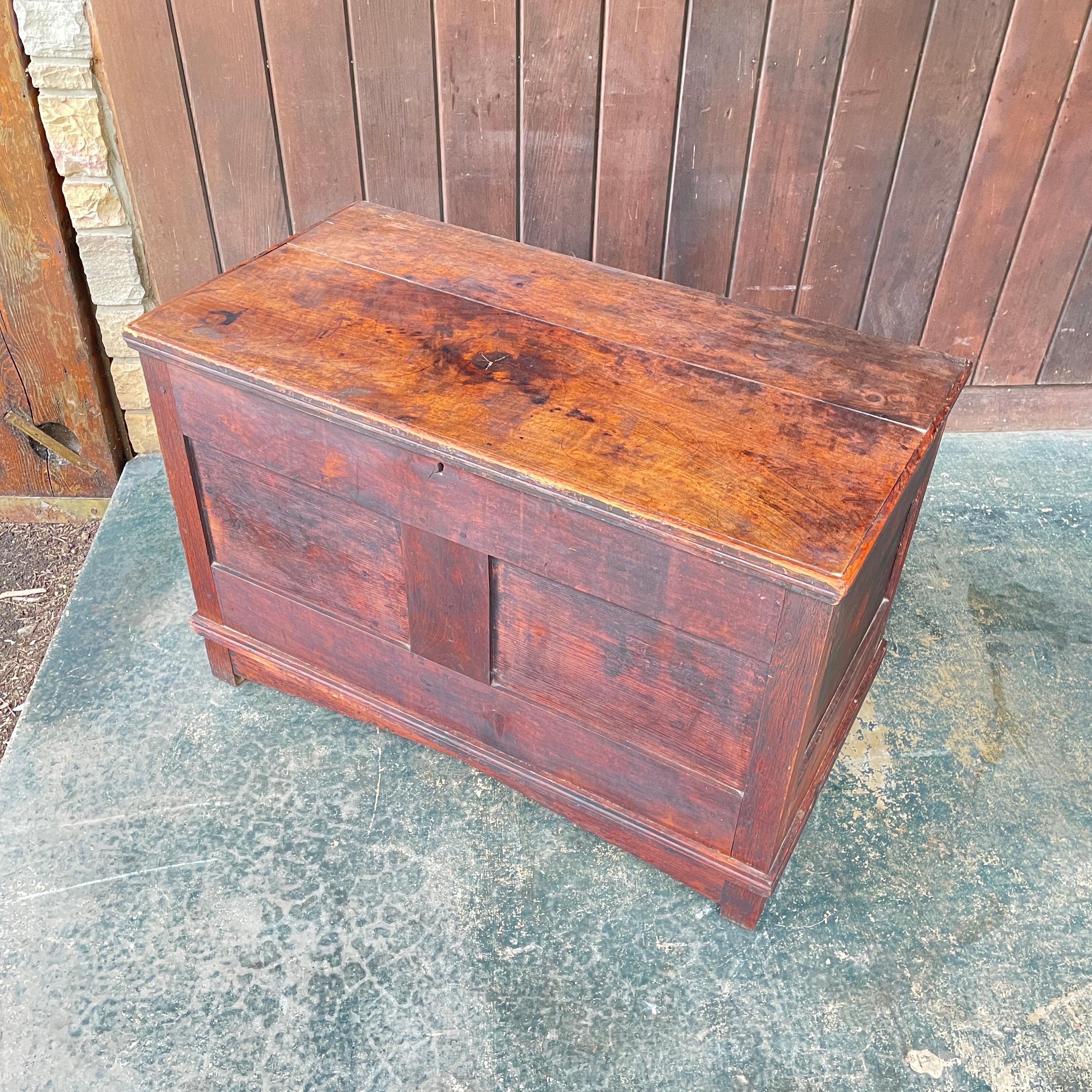 American Walnut + Oak Mission Trunk Bedroom Chest or Dressing Bench For Sale