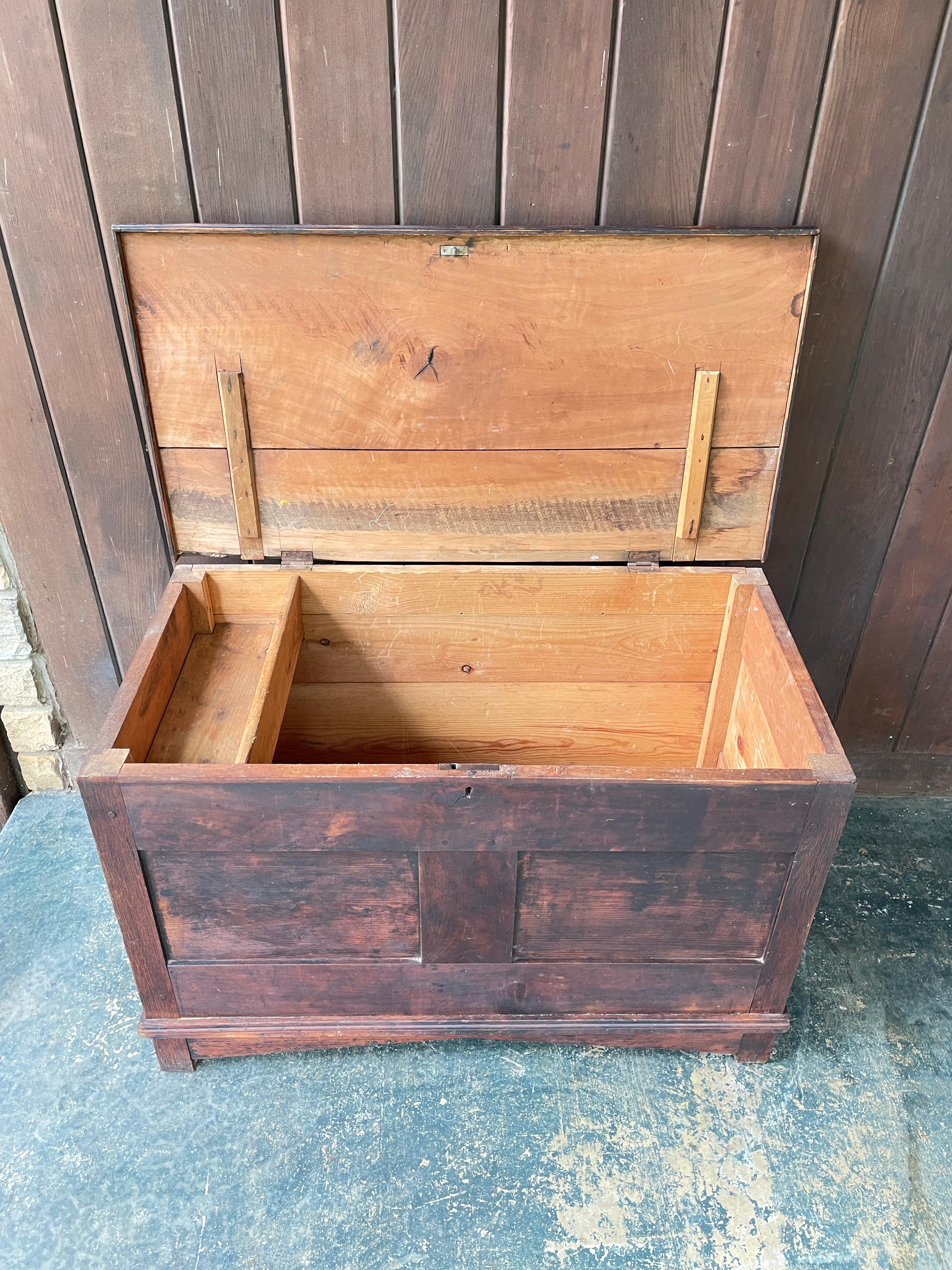 Walnut + Oak Mission Trunk Bedroom Chest or Dressing Bench For Sale 1
