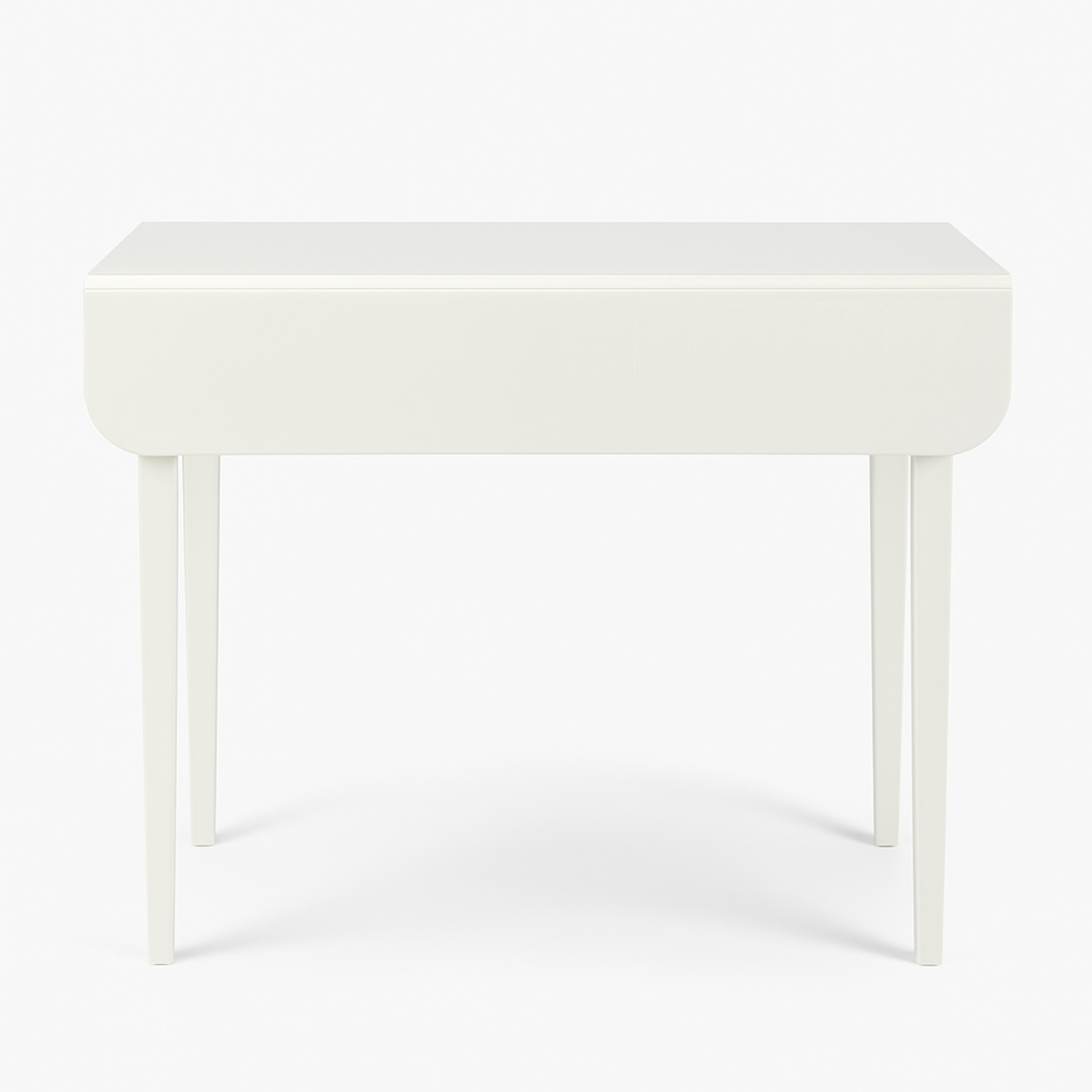 Élevez votre espace avec cette table à abattant Pembroke en noyer riche, dotée d'un seul tiroir. Refini de manière experte dans un luxueux blanc cassé (référence de couleur : #F2F0EF).  finition avec un vernis brillant pour un look étonnant et