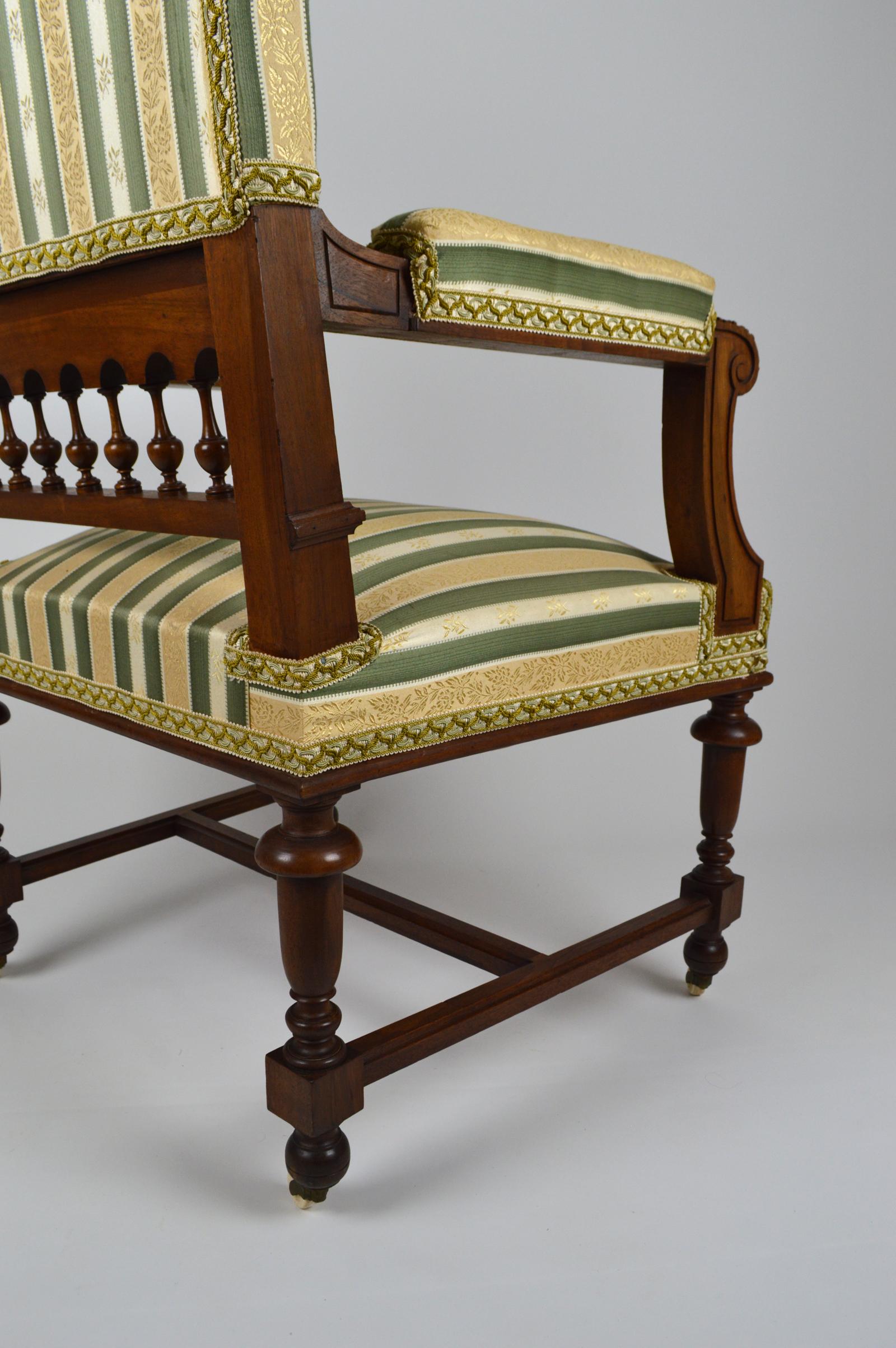 Walnut Office Armchair with Lion Heads, Renaissance Revival, France, circa 1880 For Sale 11