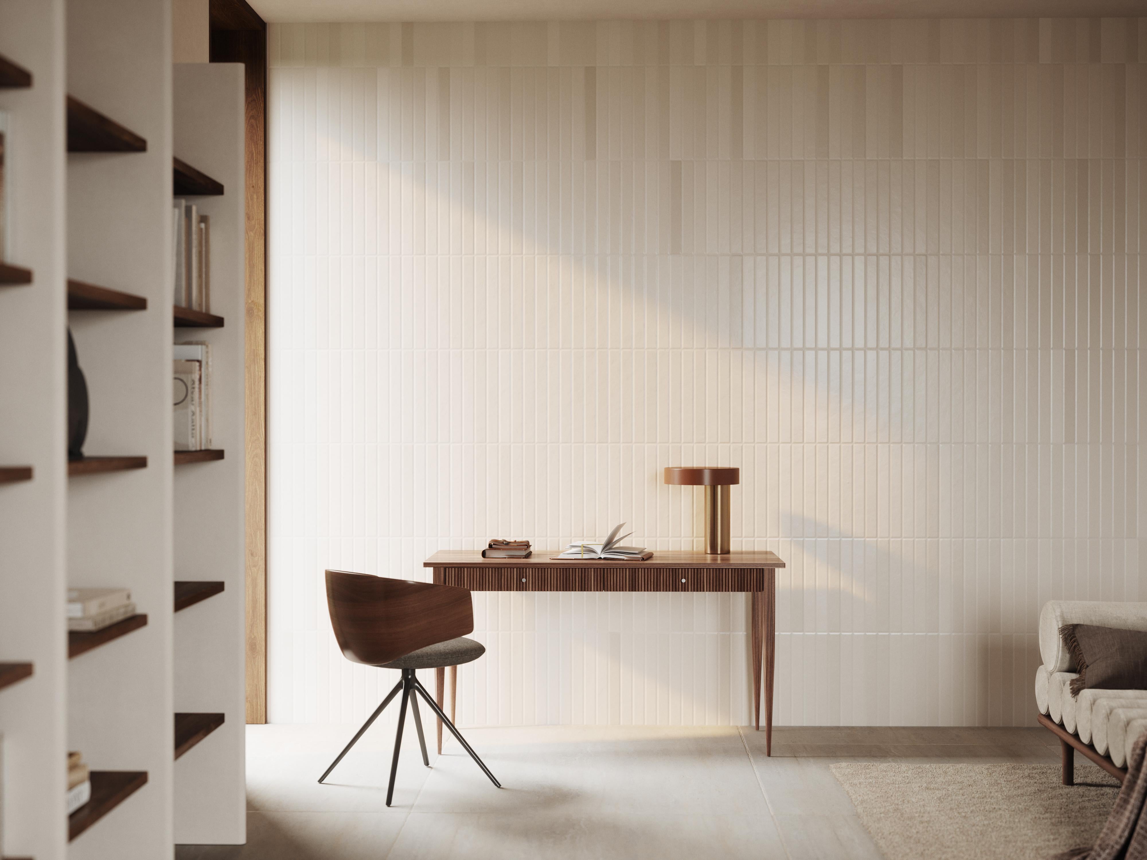 Hand-Crafted Walnut office desk with two slatted drawers in mid century modern style 140x60 For Sale
