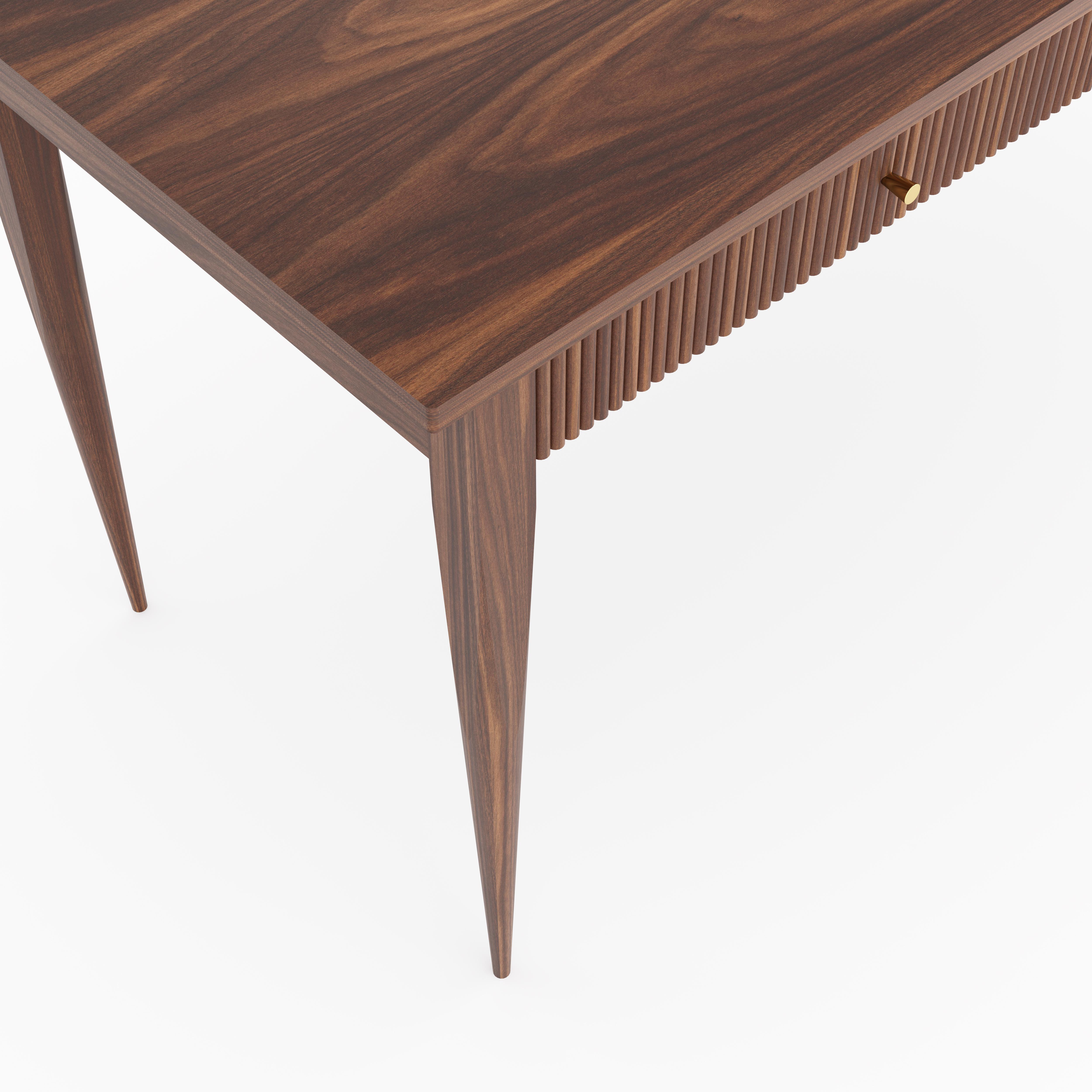 Mid-Century Modern Walnut office desk with two slatted drawers in mid century modern style For Sale
