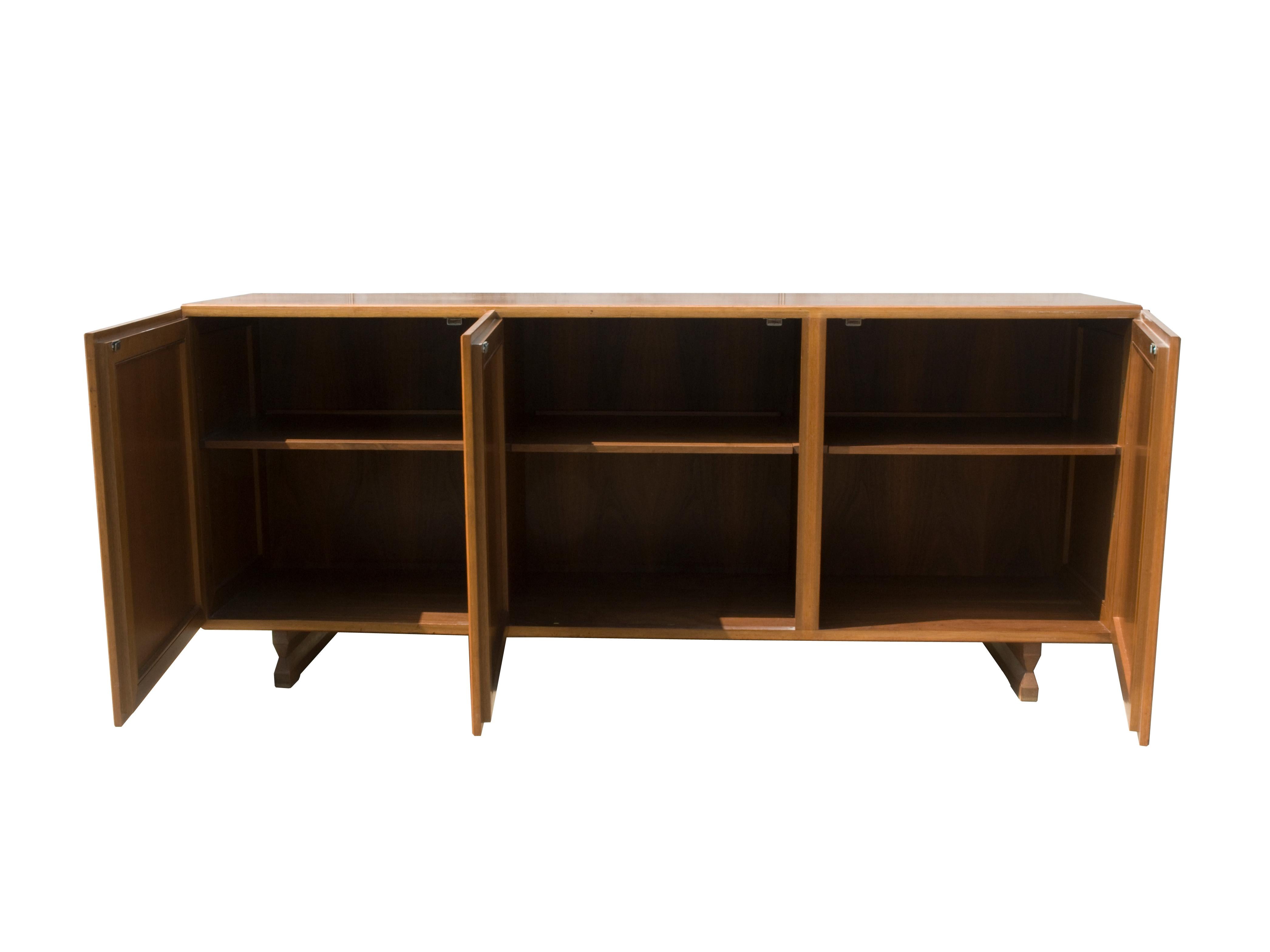 Walnut & olive green fabric 1950s MB 15 Sideboard by Albini & Helg for Poggi For Sale 2