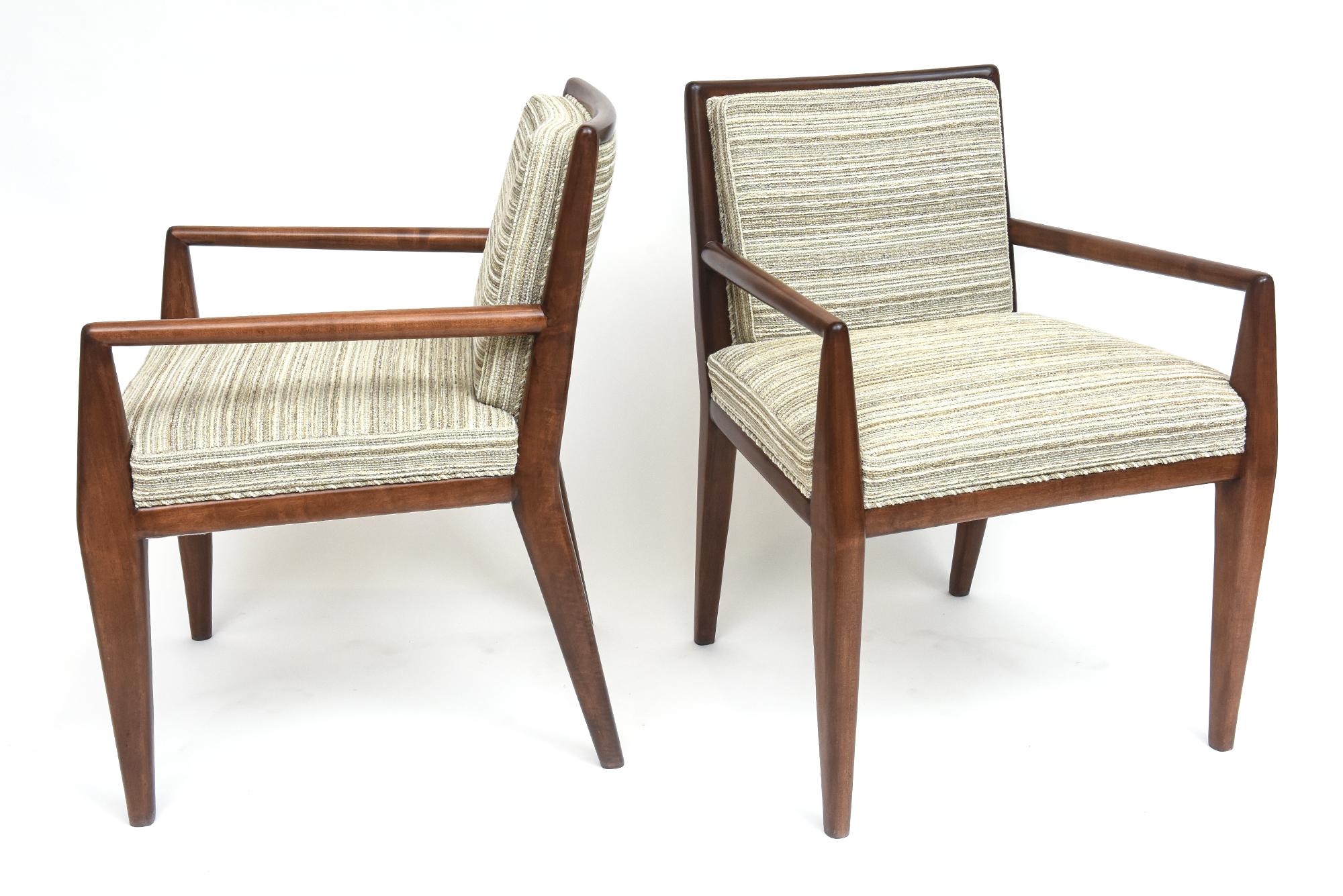 Mid-Century Modern Walnut Open Armchairs by T.H. Robsjohn-Gibbings for Widdicomb For Sale