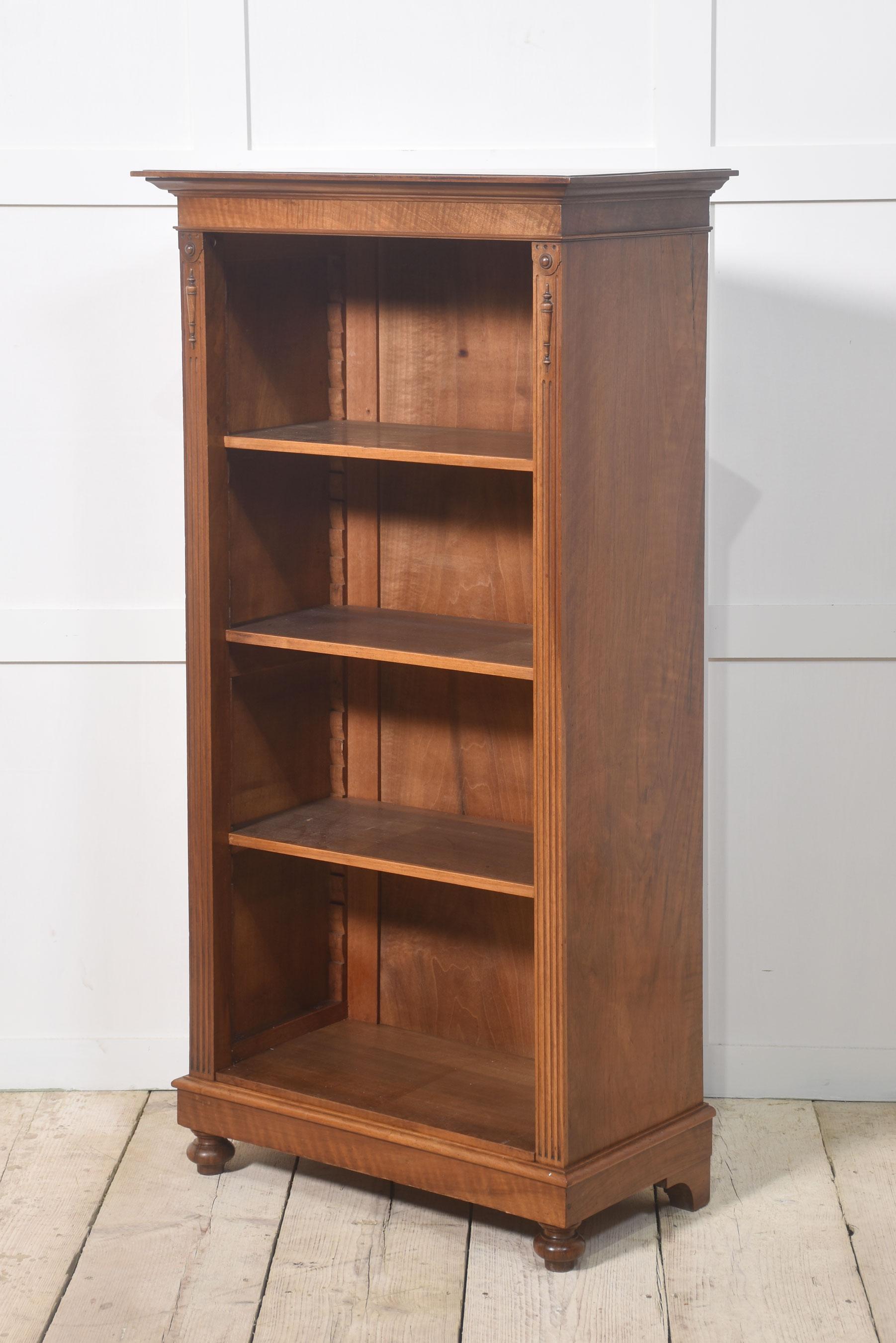 Walnut open bookcase For Sale 6
