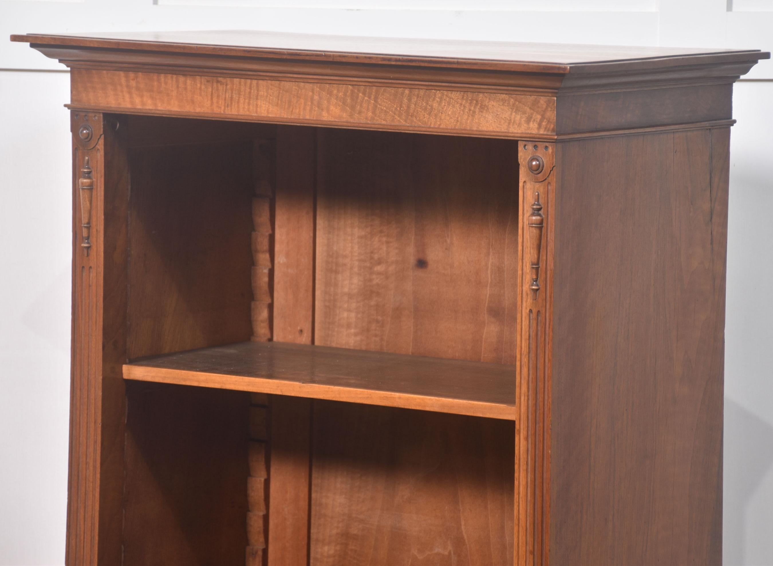 Walnut open bookcase For Sale 8