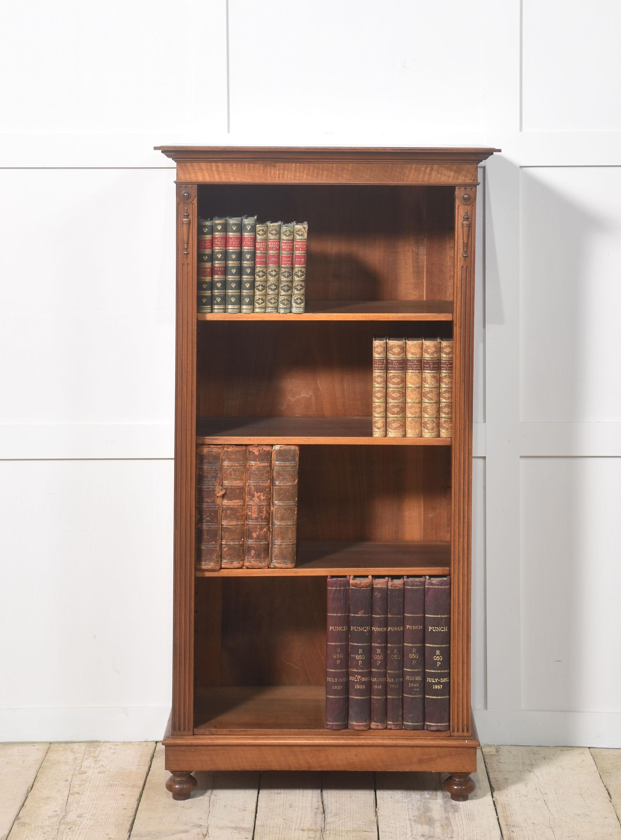 British Walnut open bookcase For Sale