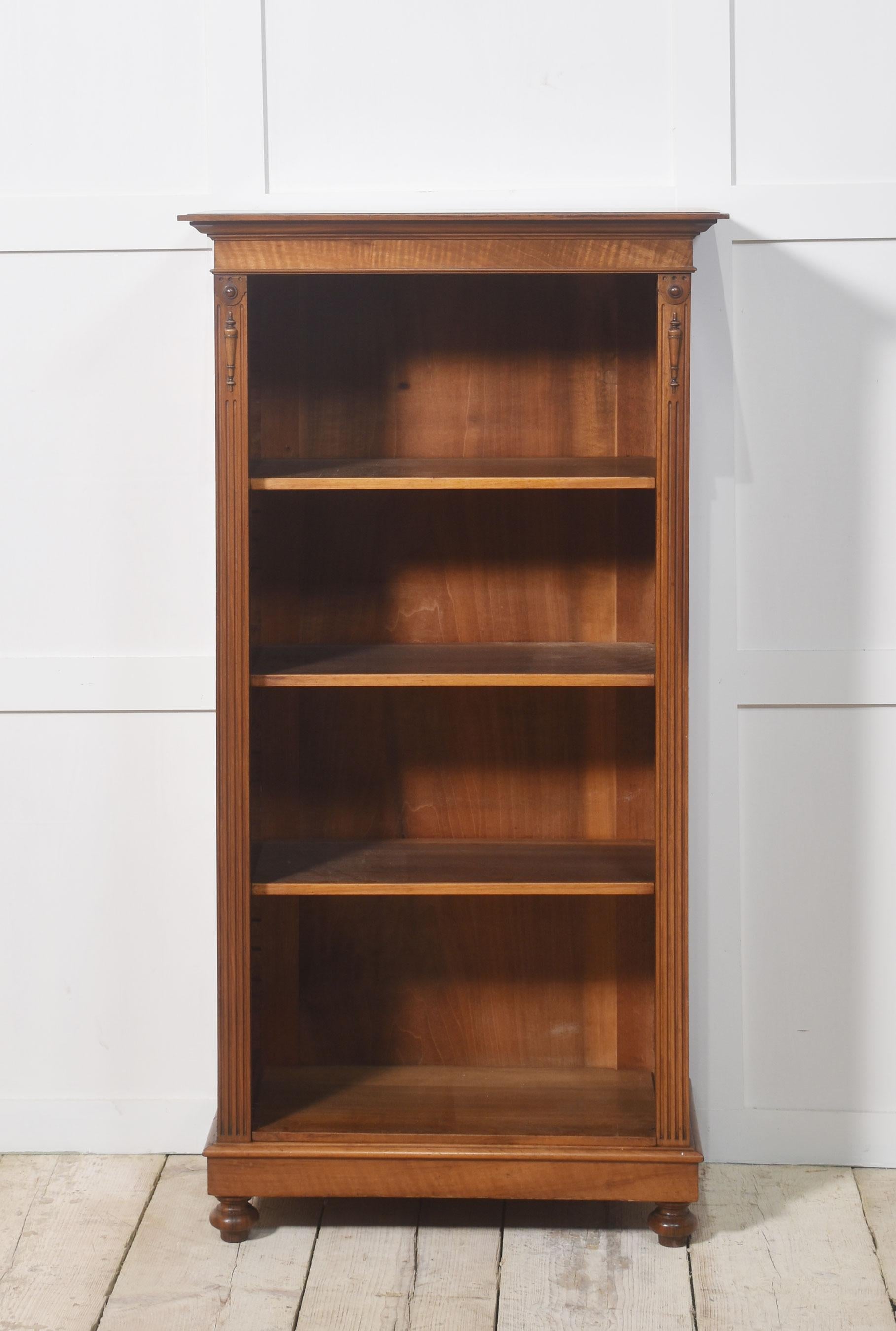 Walnut open bookcase For Sale 3