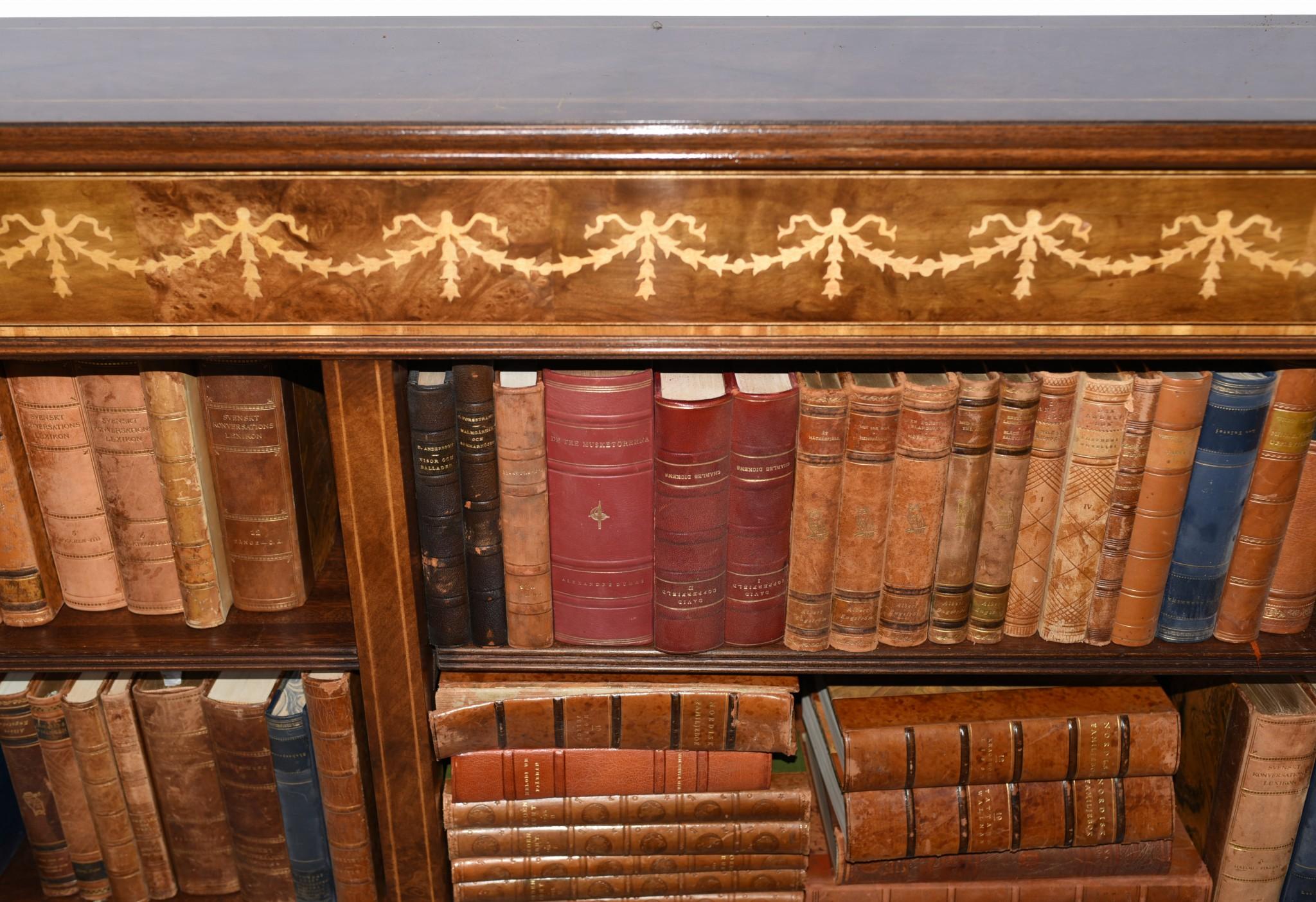 Walnut Open Bookcase, Regency Inlay Bookcases Study Interiors For Sale 5