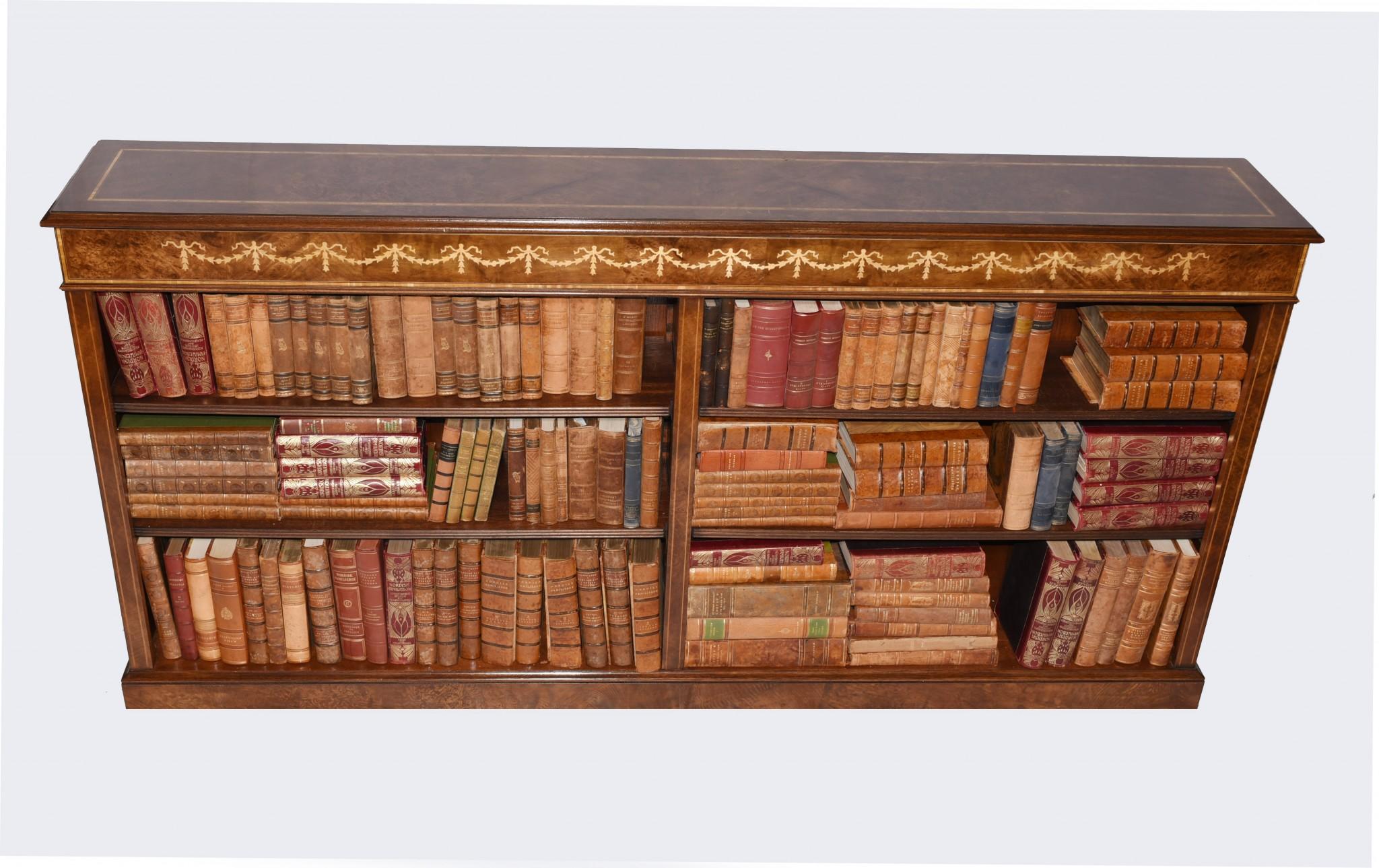 Walnut Open Bookcase, Regency Inlay Bookcases Study Interiors For Sale 8