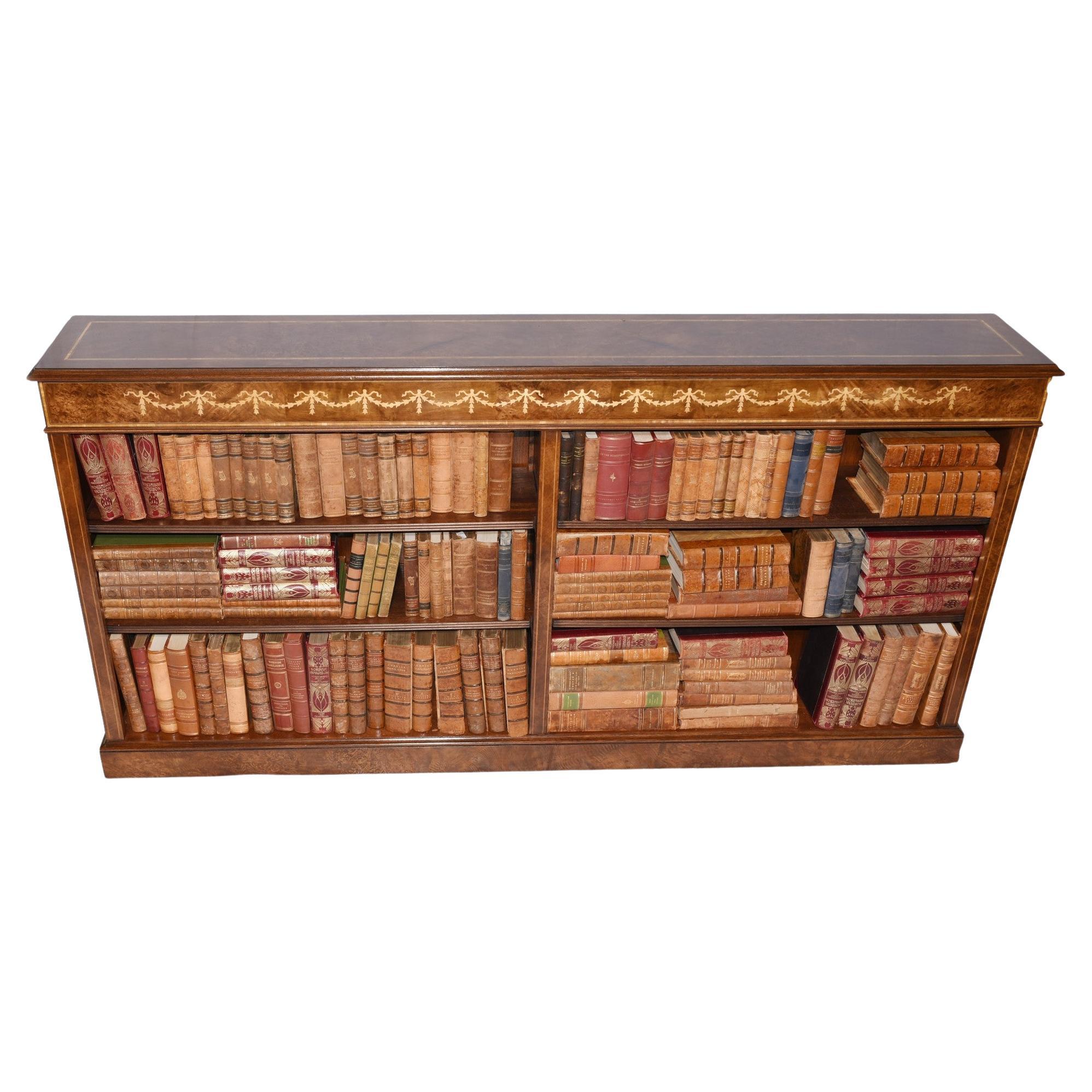 Walnut Open Bookcase, Regency Inlay Bookcases Study Interiors