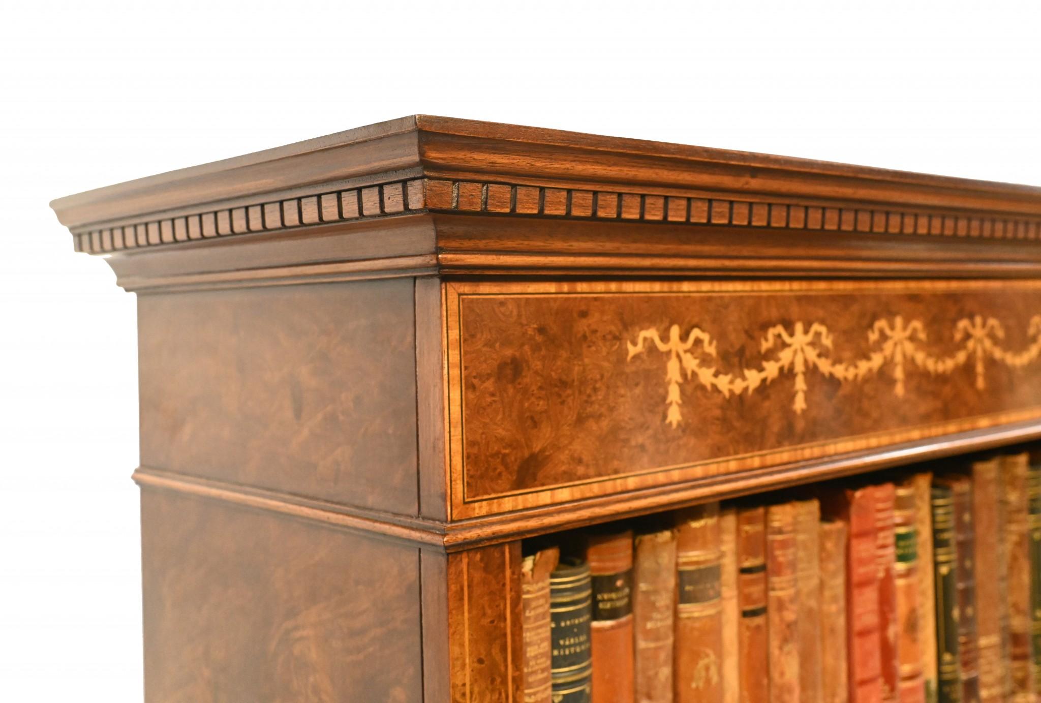 Walnut Open Bookcase - Sheraton Regency Bookcases Open Front For Sale 9