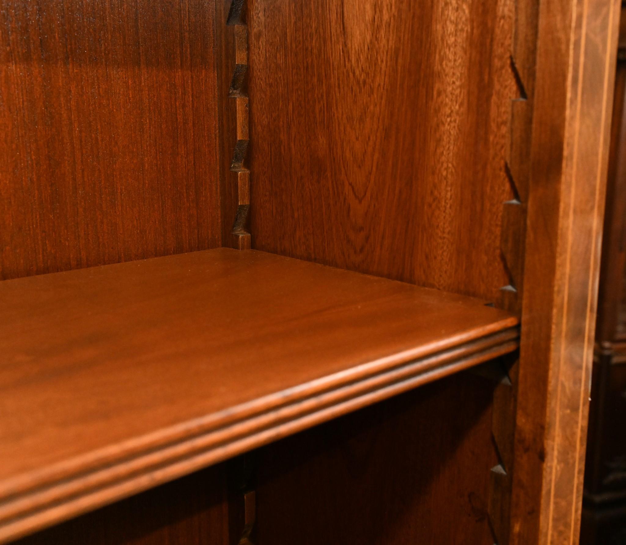 Walnut Open Bookcase - Sheraton Regency Bookcases Open Front For Sale 2