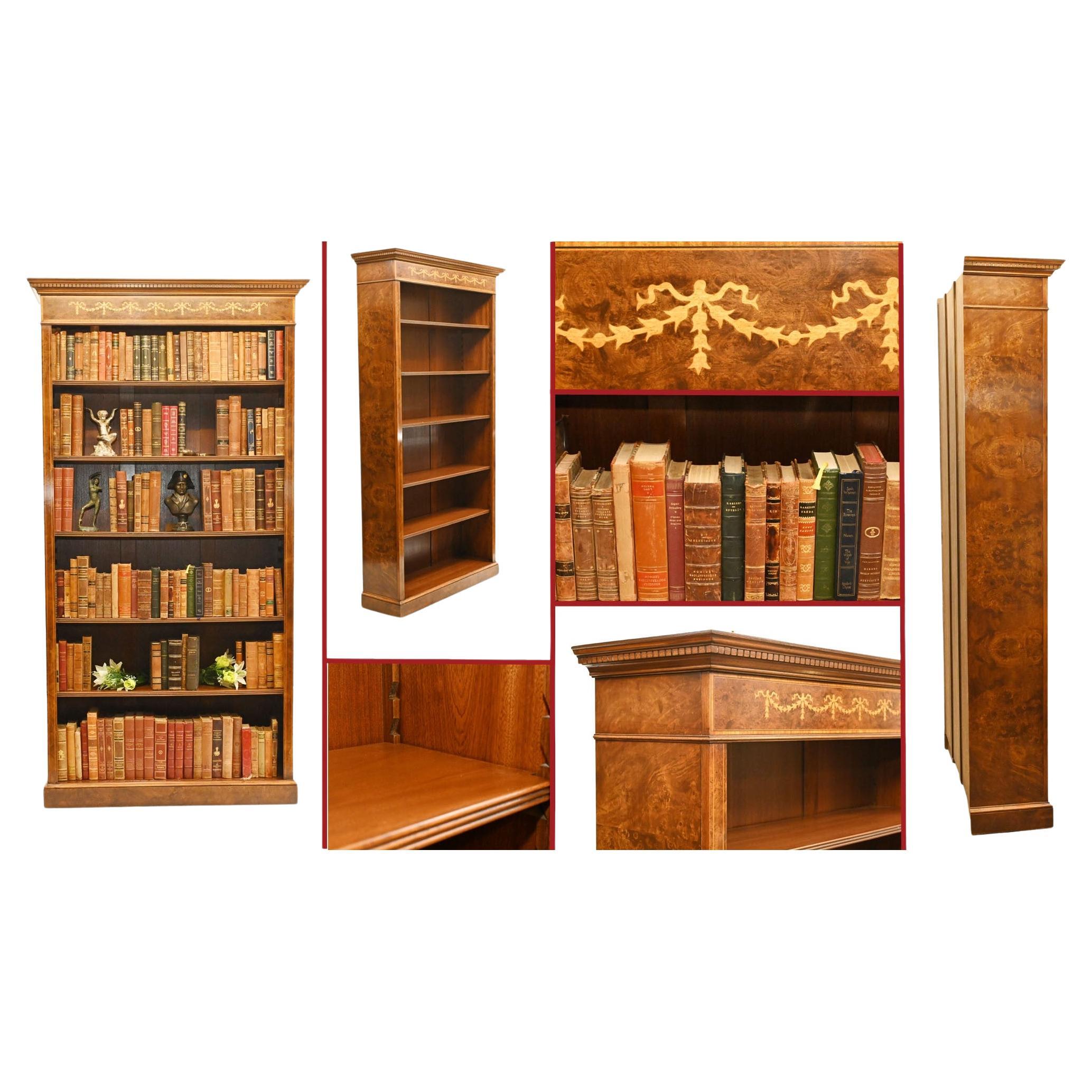 Walnut Open Bookcase - Sheraton Regency Bookcases Open Front For Sale