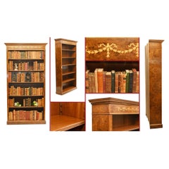 Vintage Walnut Open Bookcase - Sheraton Regency Bookcases Open Front