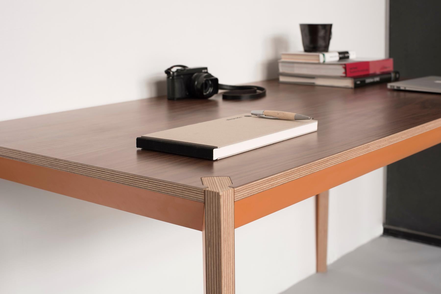 Modern Walnut Orange MiMi Table by Miduny, Made in Italy For Sale