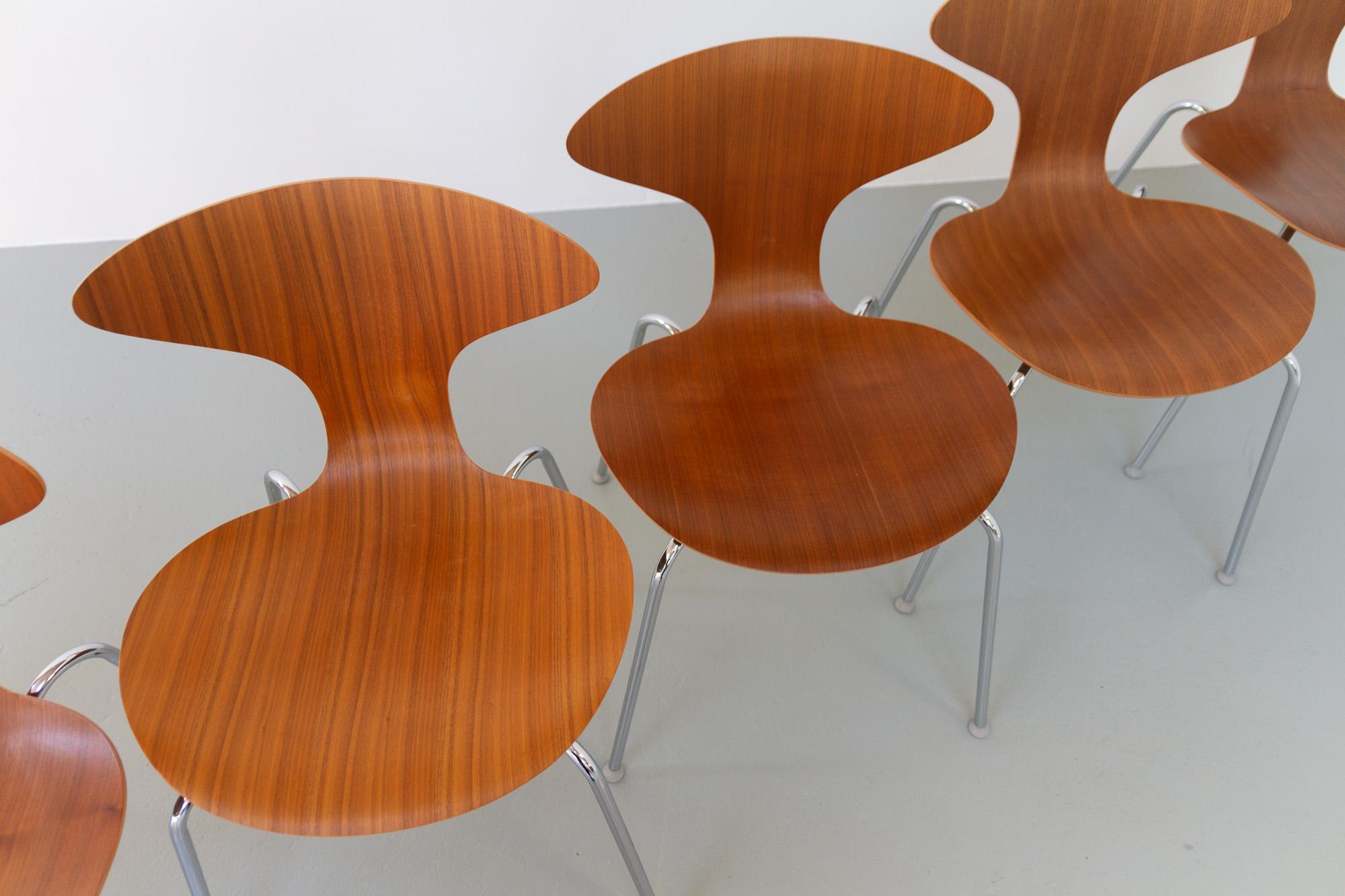 Walnut Orbit Dining Chairs by Ross Lovegrove for Bernhardt Design, Set of 8 For Sale 5