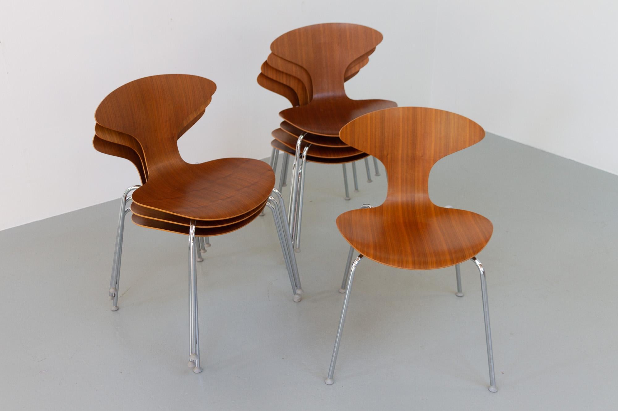 Walnut Orbit Dining Chairs by Ross Lovegrove for Bernhardt Design, Set of 8 For Sale 11