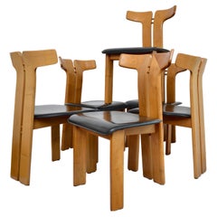 6 Walnut organic chairs, Pierre Cardin, France, 1980's
