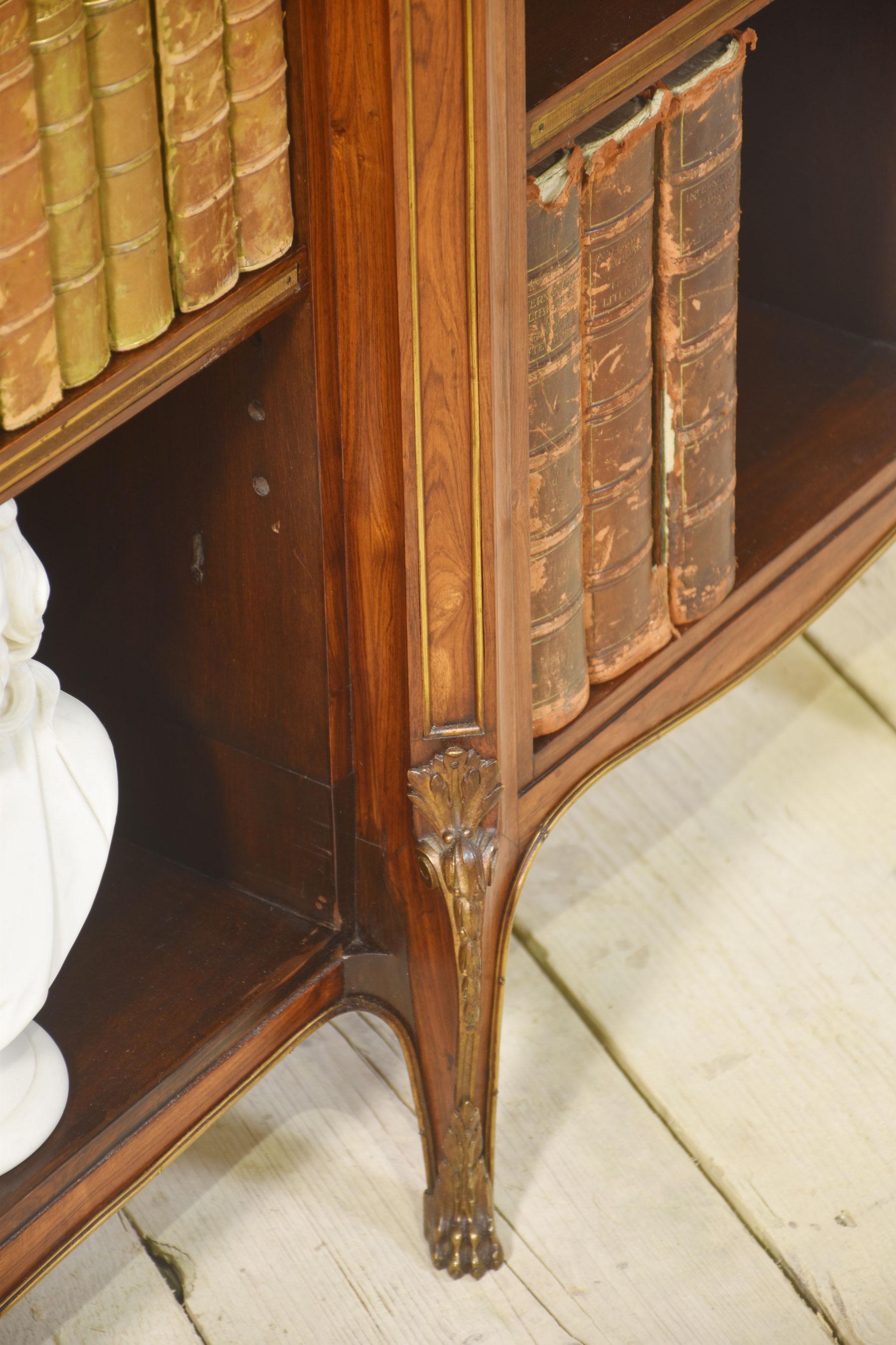 Walnut ormolu mounted open bookcase For Sale 6