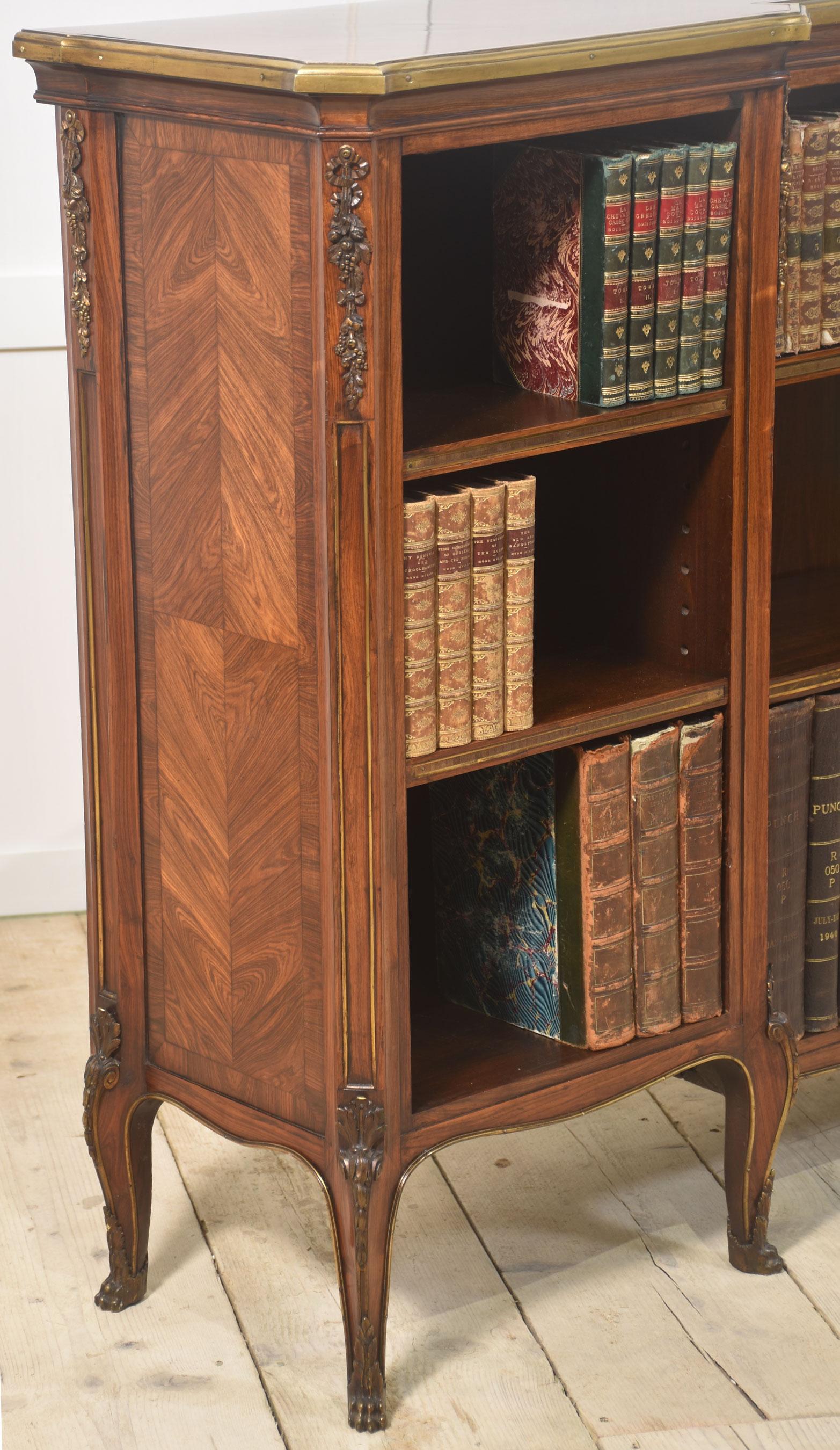 19th Century Walnut ormolu mounted open bookcase For Sale