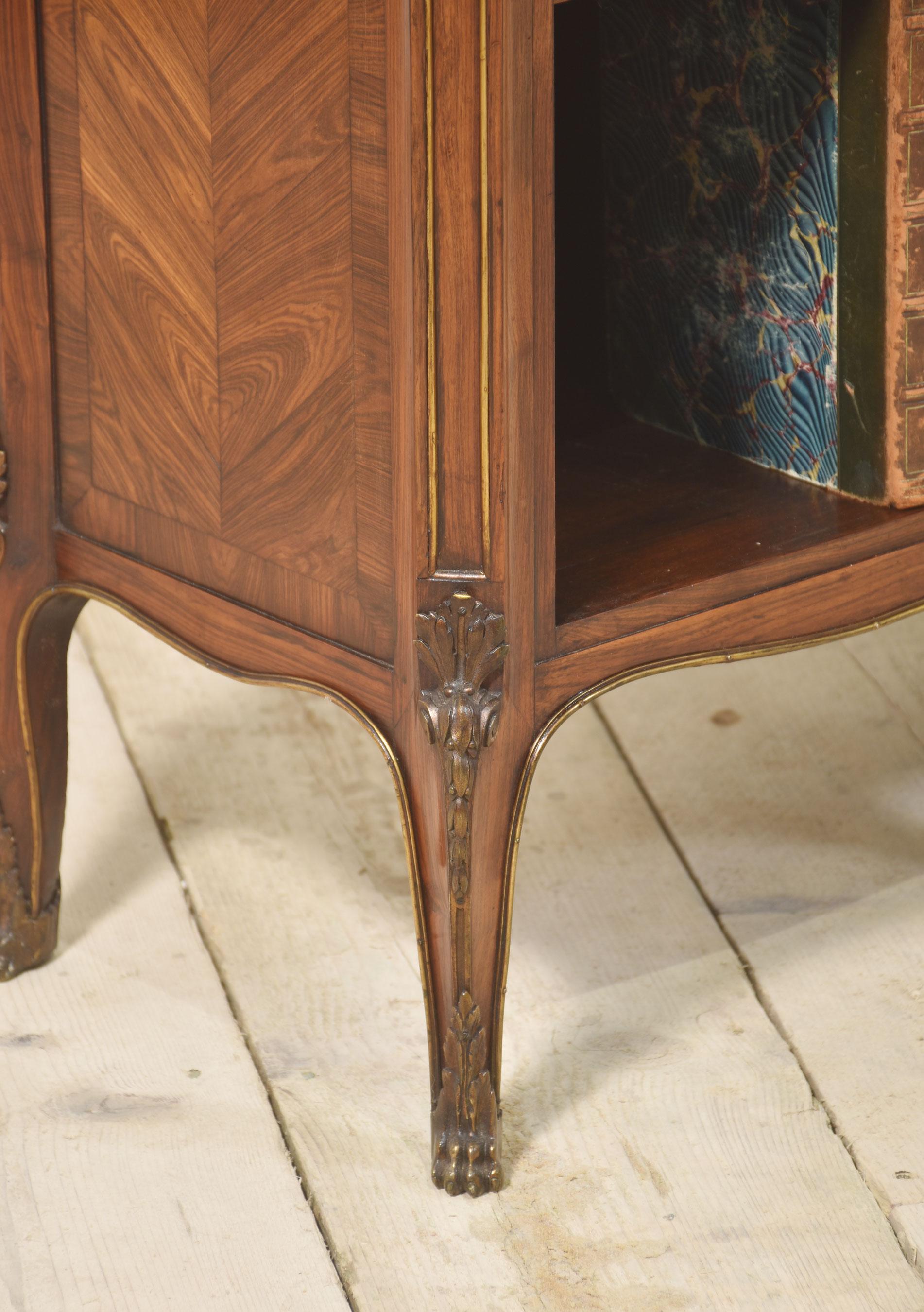 Walnut ormolu mounted open bookcase For Sale 2