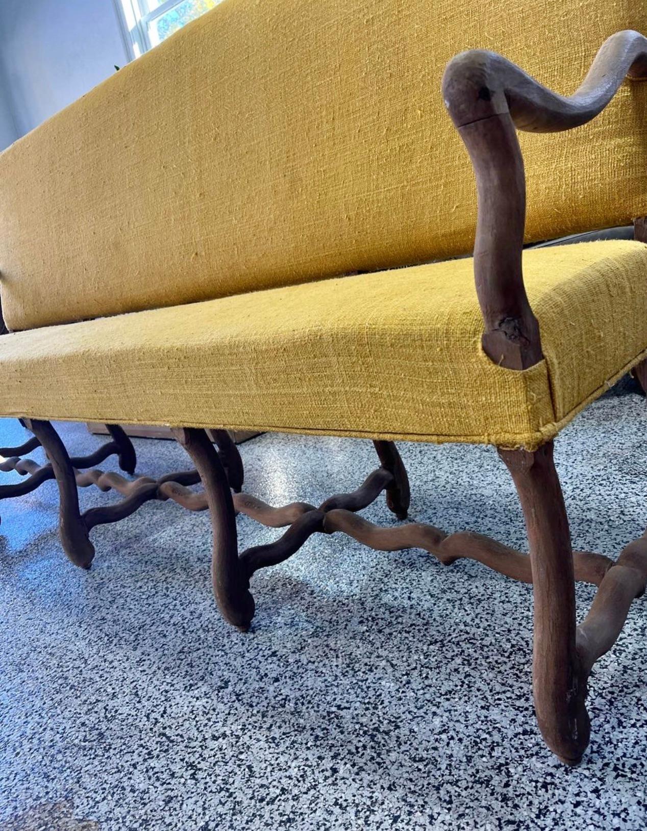 Louis XIV Walnut Os De Mouton Bench Sofa