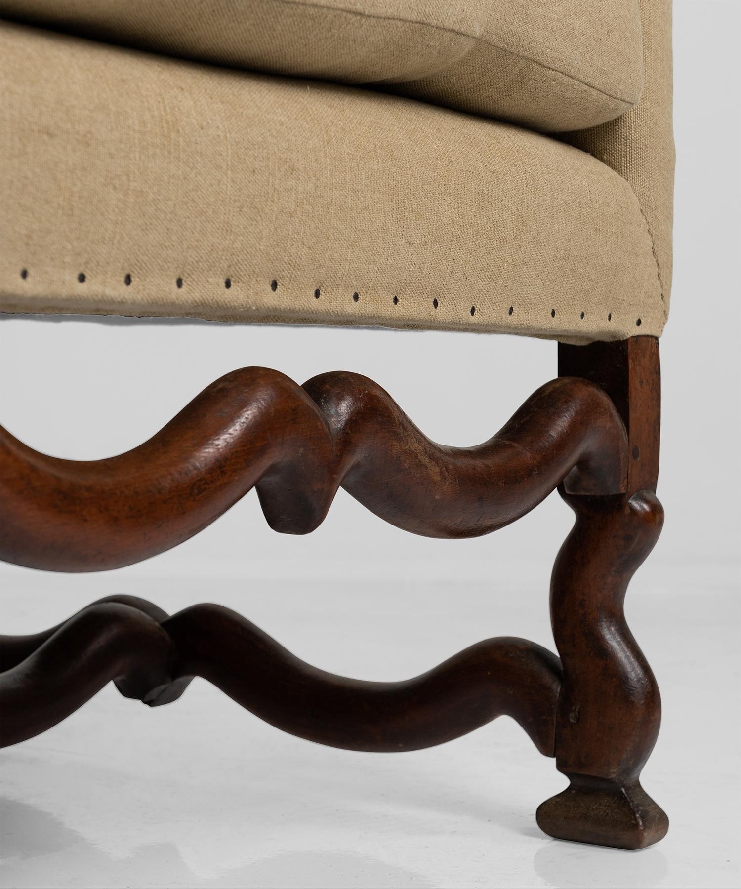 Walnut Os de Mouton Sofa In Good Condition In Culver City, CA