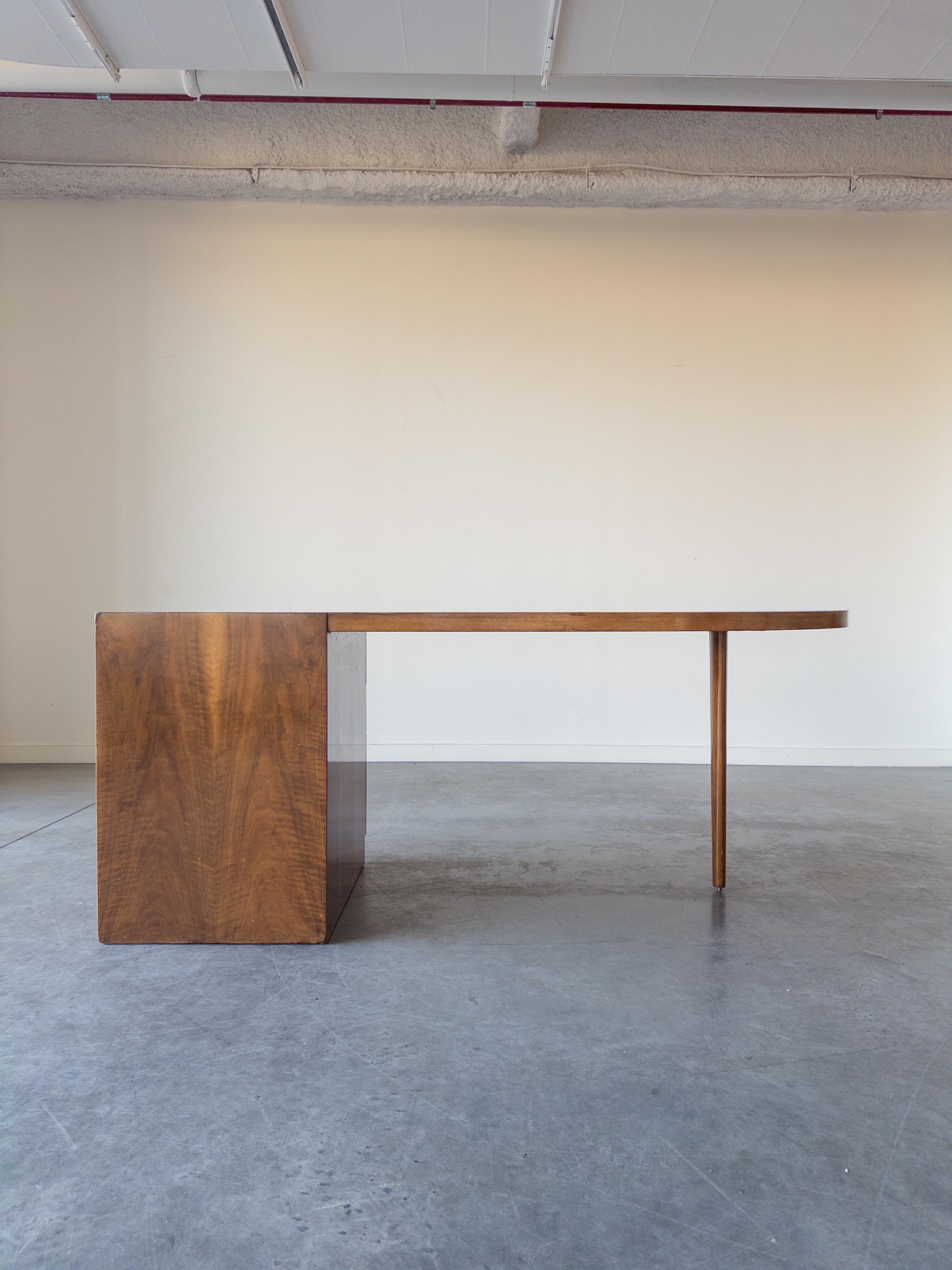 Mid-20th Century Walnut Oval Desk by T.H.Robsjohn-Gibbings for Widdicomb For Sale