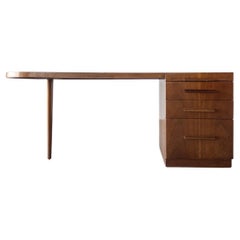 Walnut Oval Desk by T.H.Robsjohn-Gibbings for Widdicomb