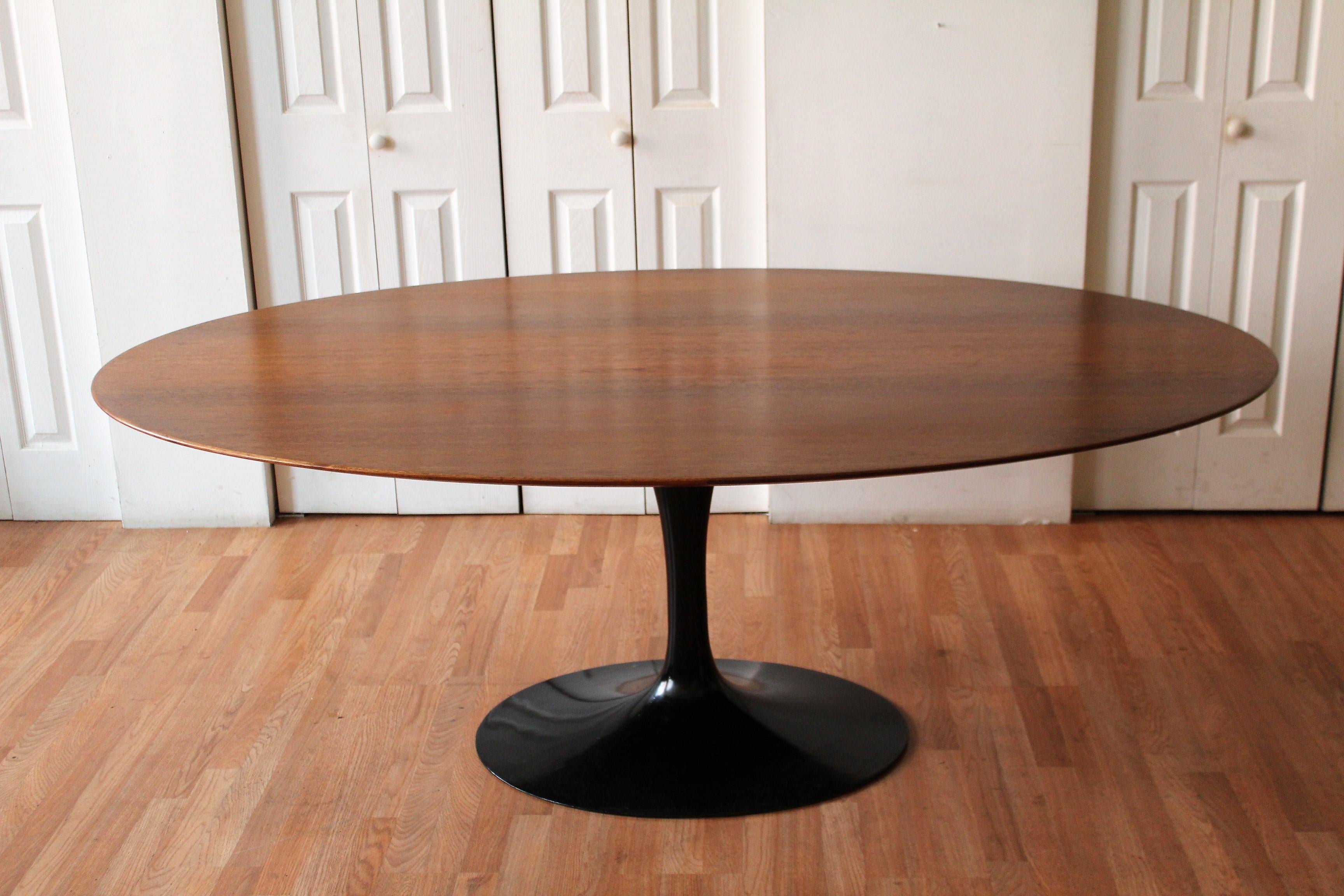American Walnut Oval Tulip Table by Eero Saarinen for Knoll