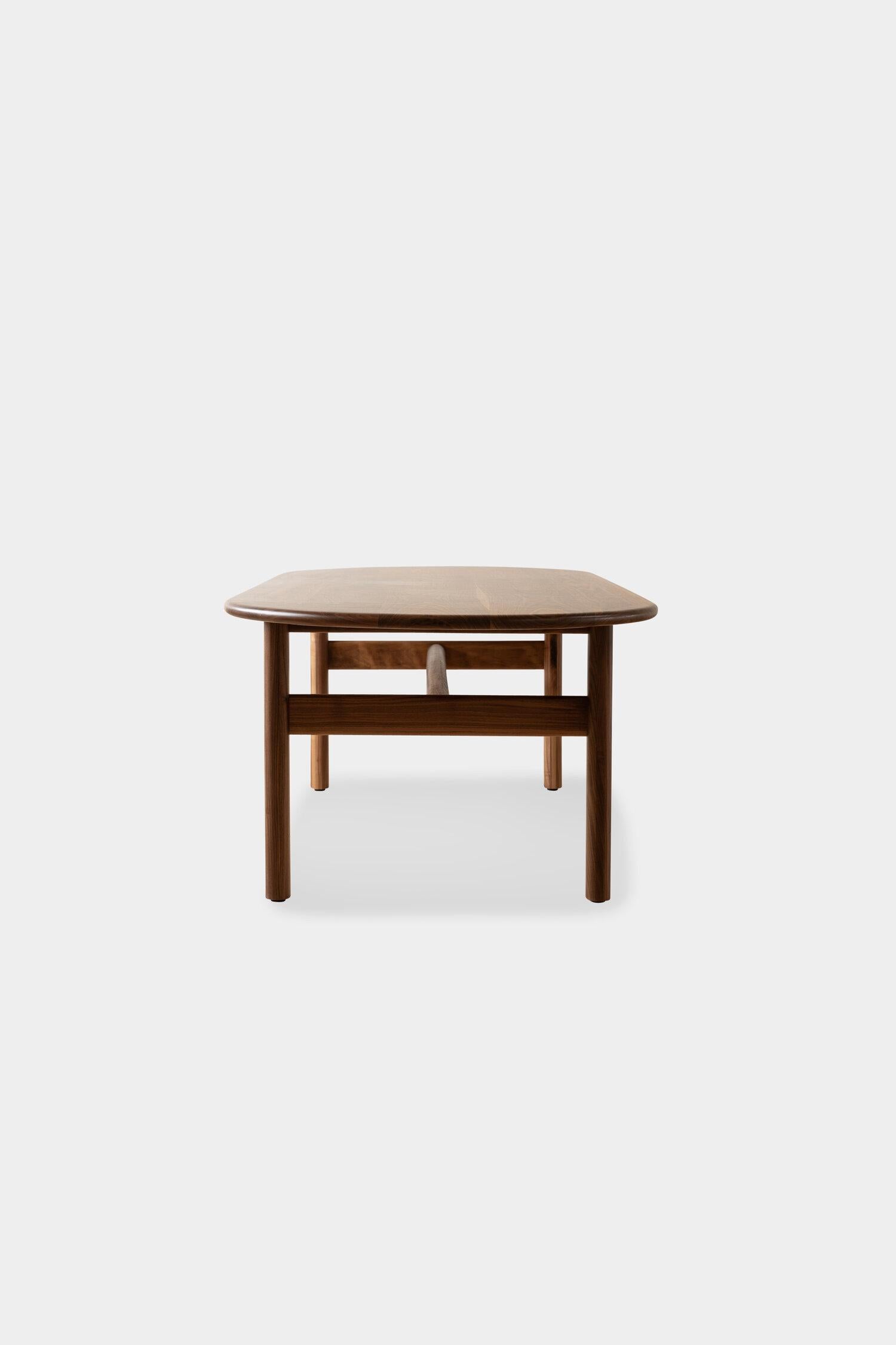 Contemporary EARL Walnut Pill top bullnose edge Palang Dining Table For Sale