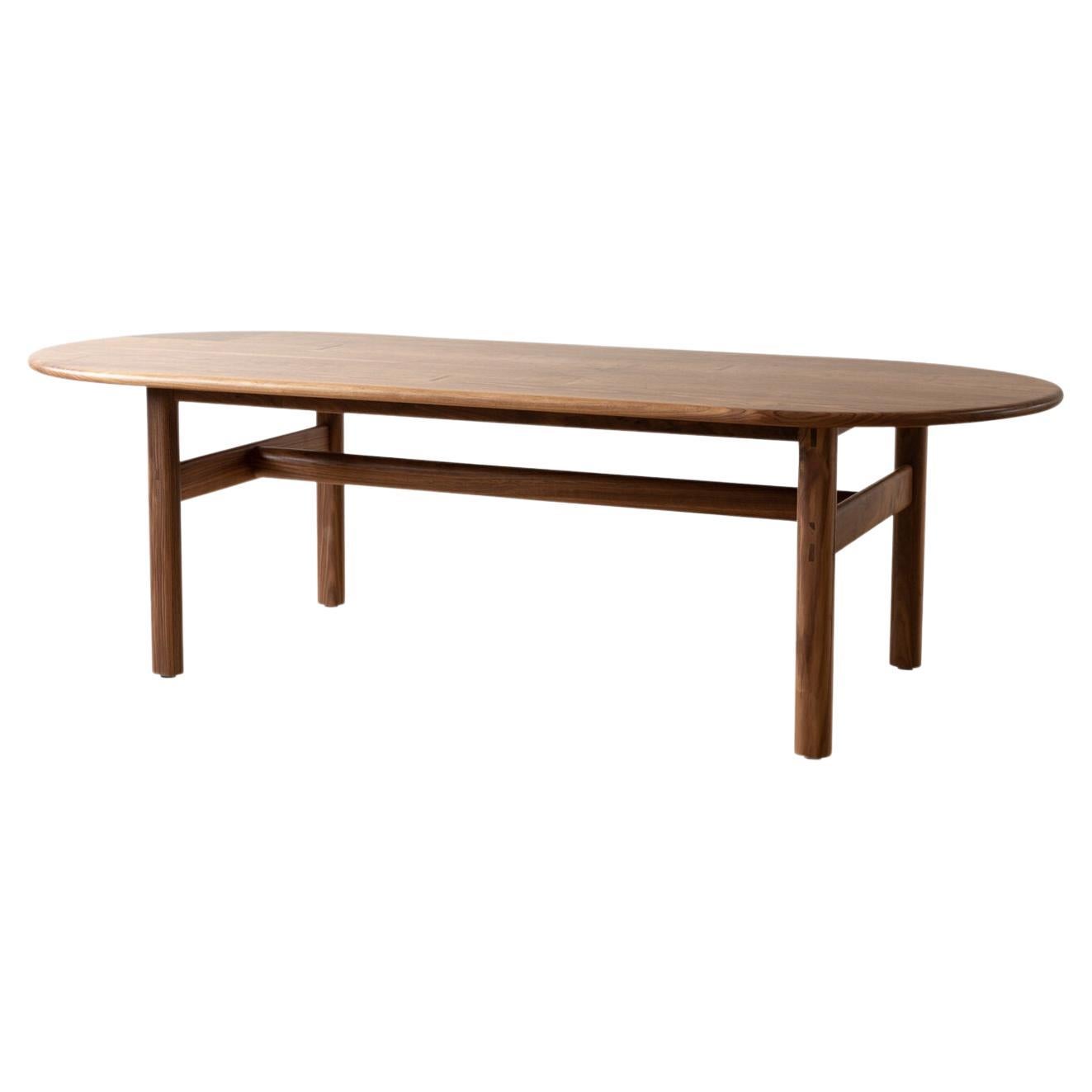 EARL Walnut Pill top bullnose edge Palang Dining Table For Sale