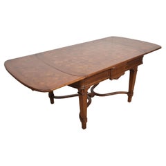 Antique Walnut parquetry draw-leaf table