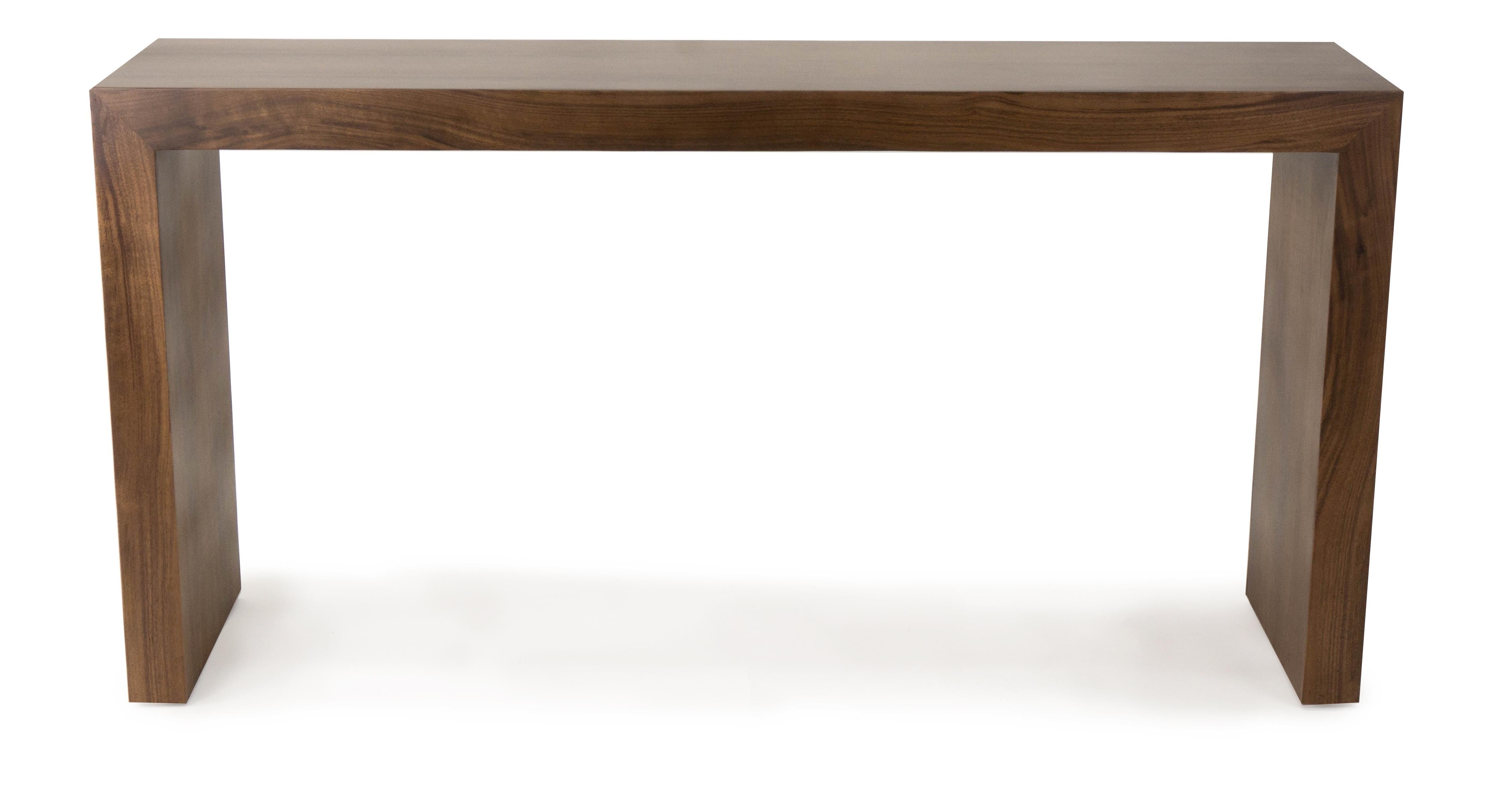 Our classic Waterfall table has been built with a walnut veneer and finished with a clear matte lacquer. Size finish are customizable.

Measurements:
60