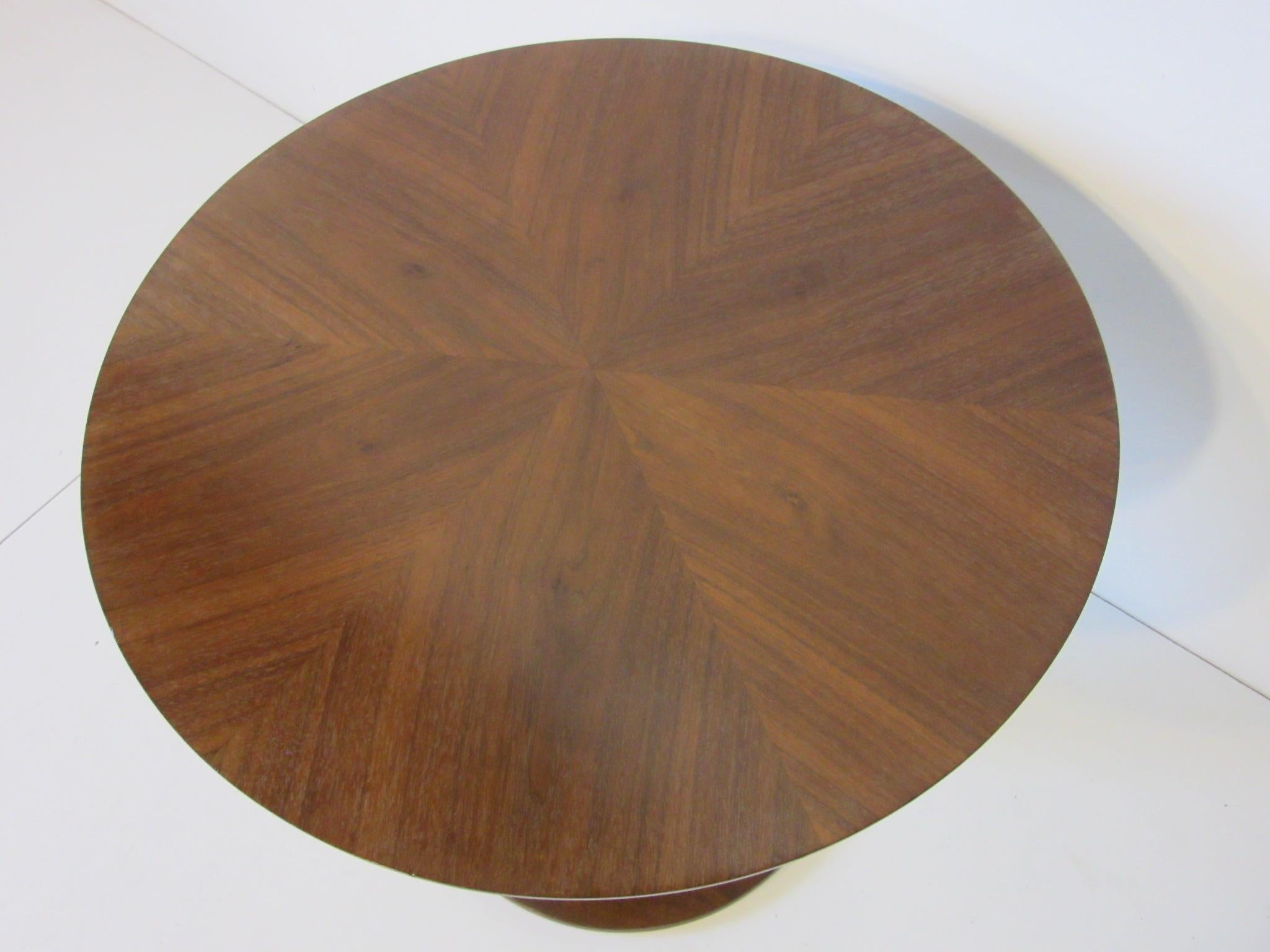 Mid-Century Modern Walnut Pedestal Based Side Table by Drexel for the Declaration Collection