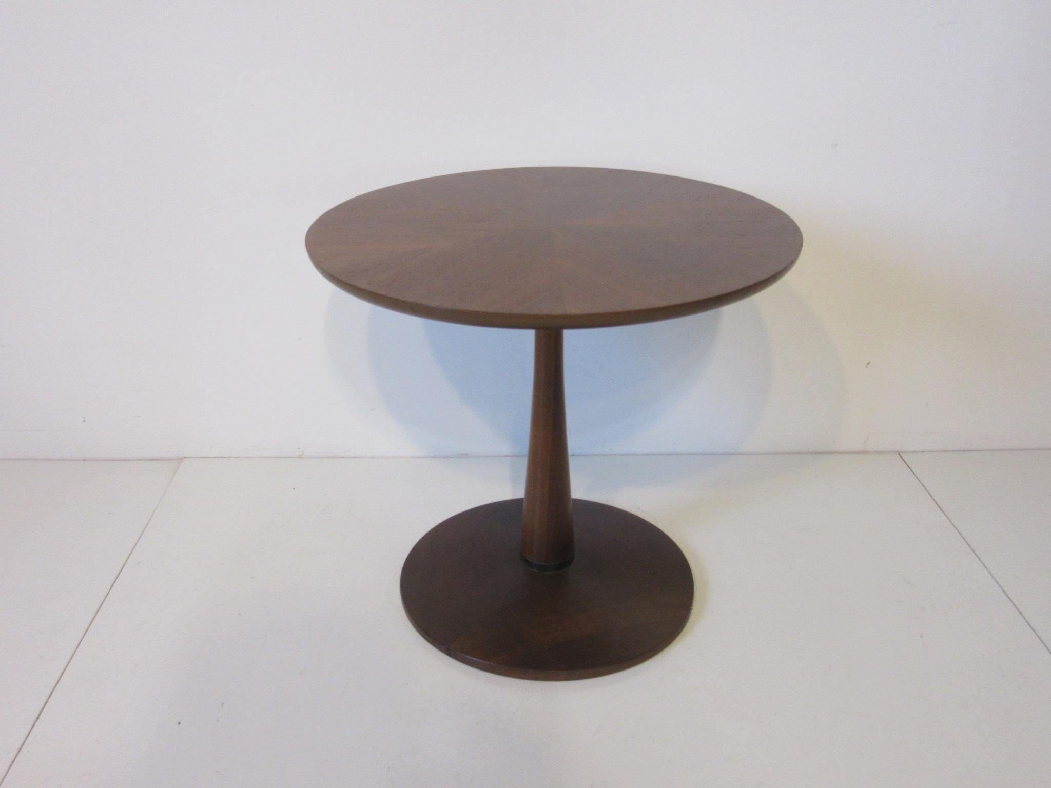 Walnut Pedestal Based Side Table by Drexel for the Declaration Collection 1