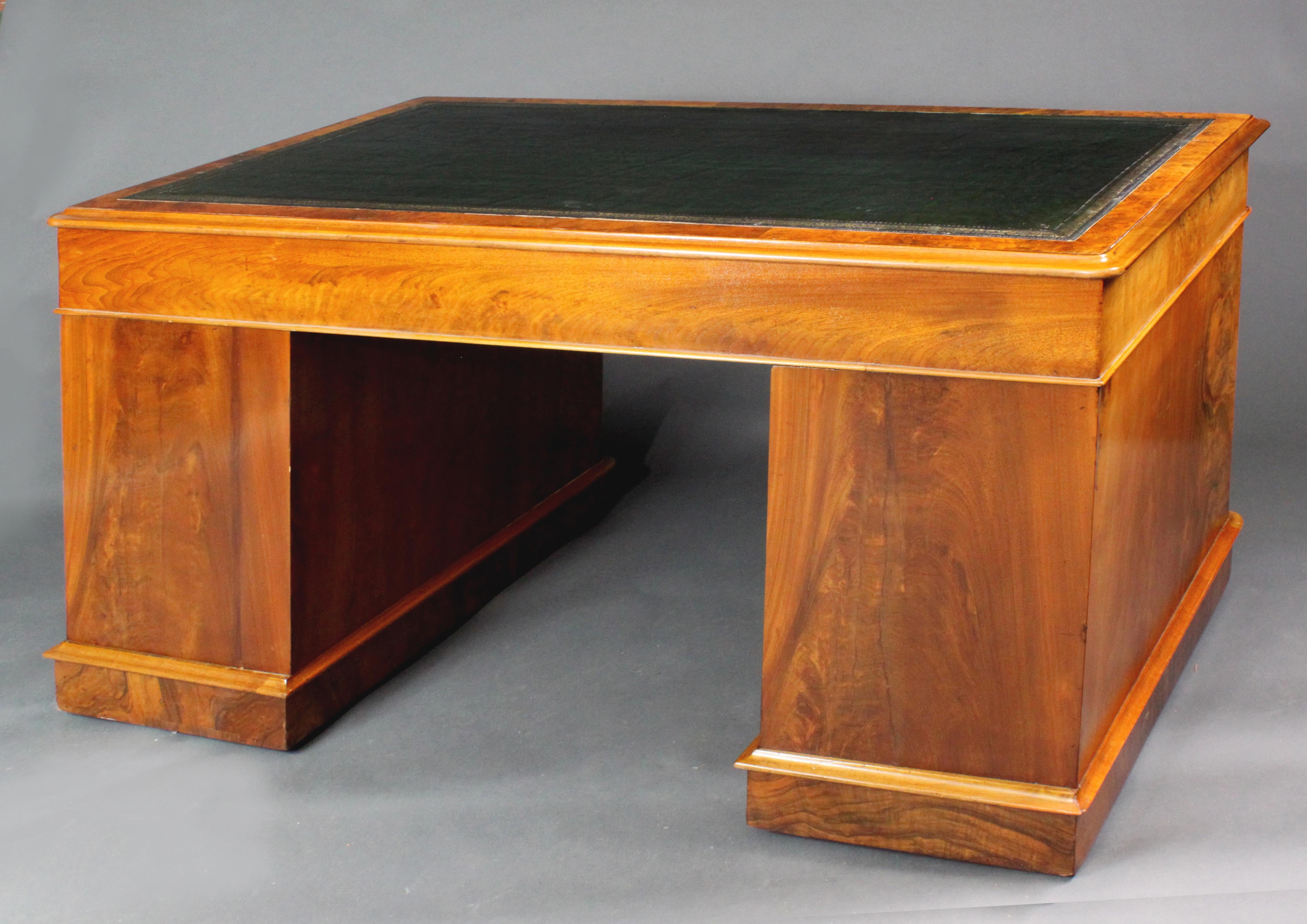 English Walnut Pedestal Desk