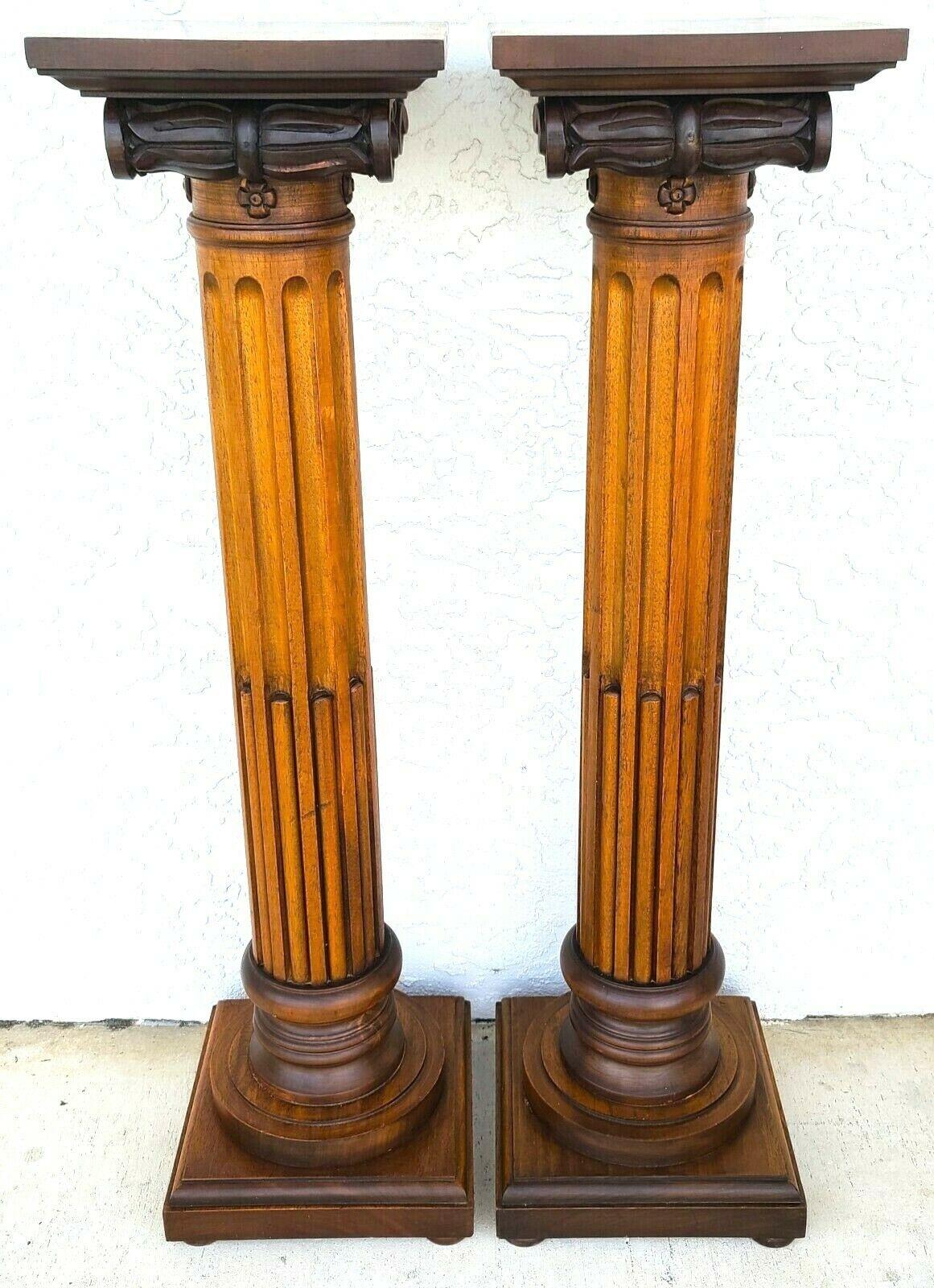 Offering one of our recent palm beach estate fine furniture acquisitions of a walnut pedestal display stands by Decorative Crafts 

Approximate measurements in inches
40