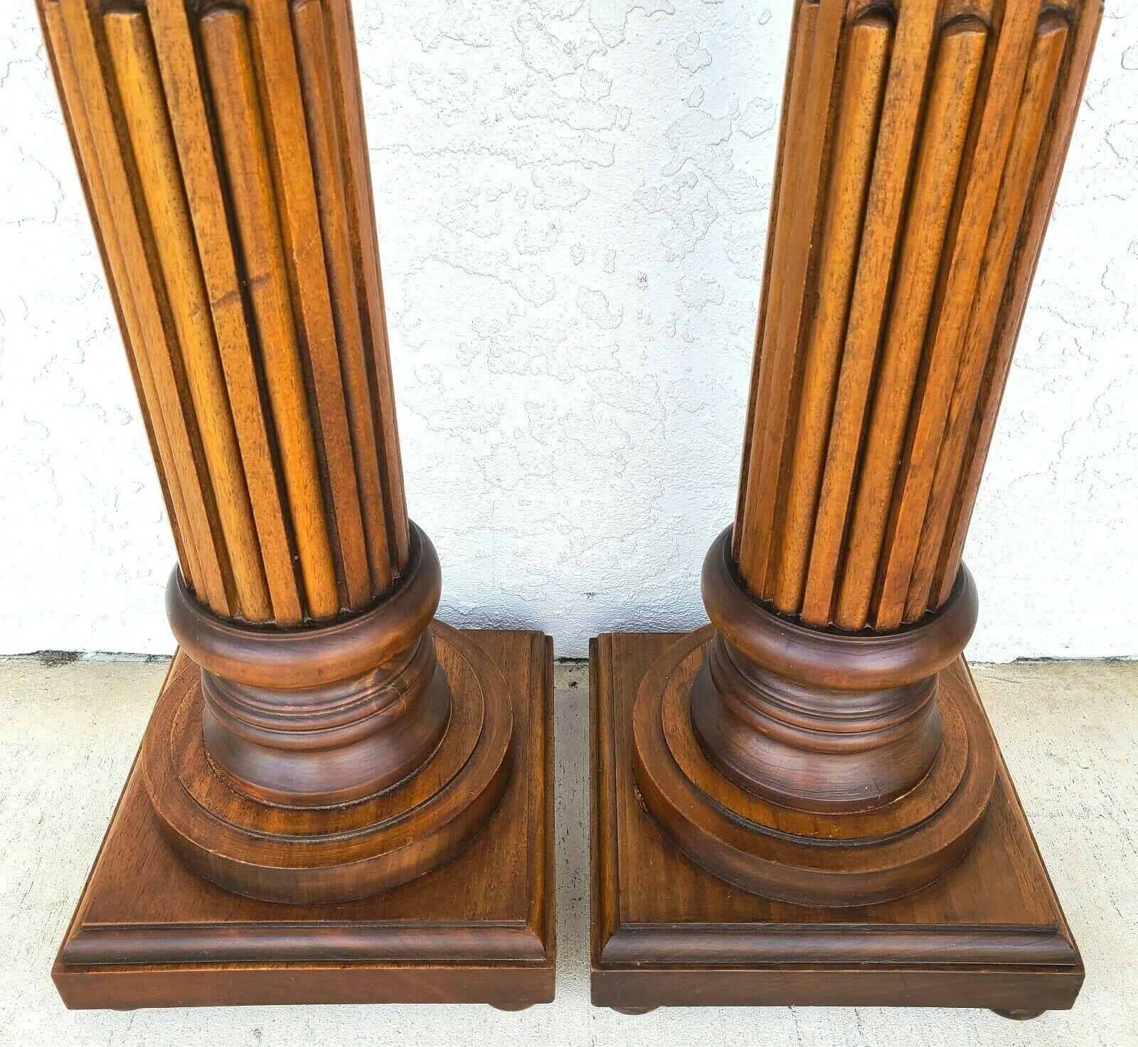 Walnut Pedestal Display Stands by Decorative Crafts Italy In Good Condition In Lake Worth, FL